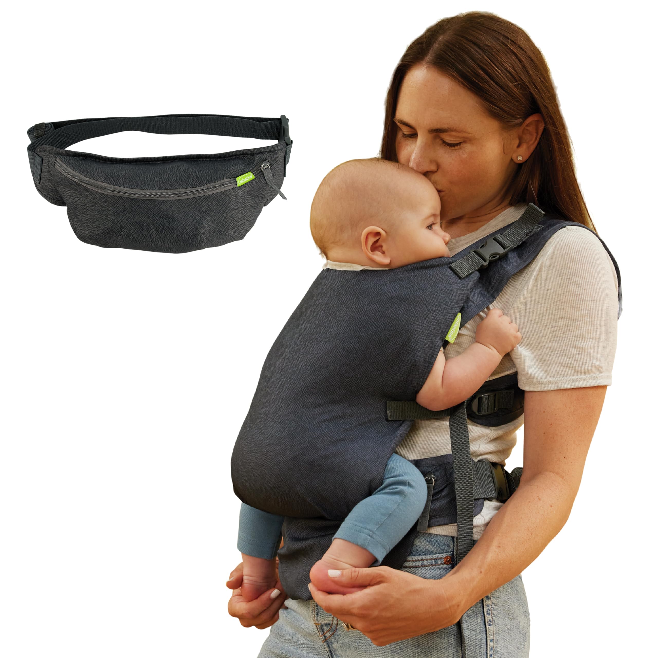 Fold & Go 2-in-1 Baby Carrier, Compact & Lightweight, Adjustable, for Babies 12-40lbs, Gray