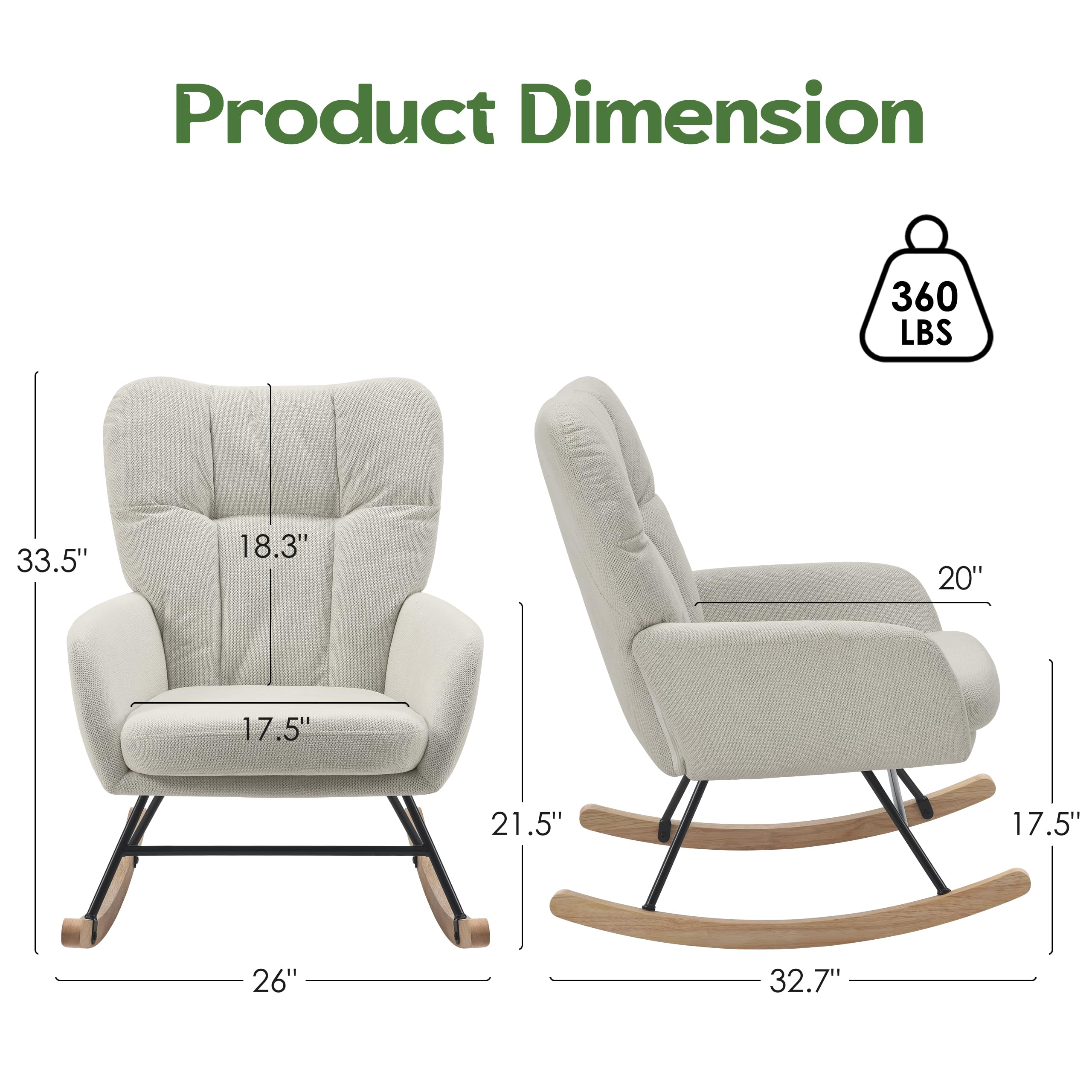 Teddy Nursery Rocking Chair with High Back Support