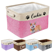 Personalized Dog Toy Storage Basket Bin - Collapsible with Pet's Name