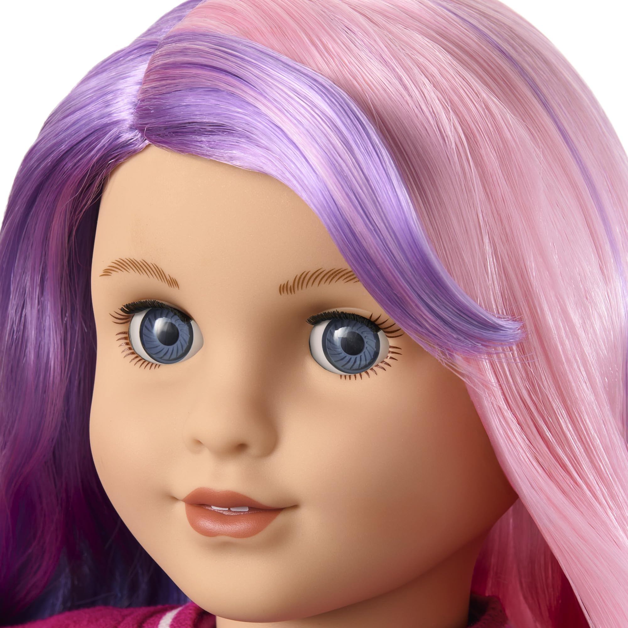 Truly Me 18-inch Doll #116 with Light-Blue Eyes, Wavy Purple-and-Pink Hair, Light Skin