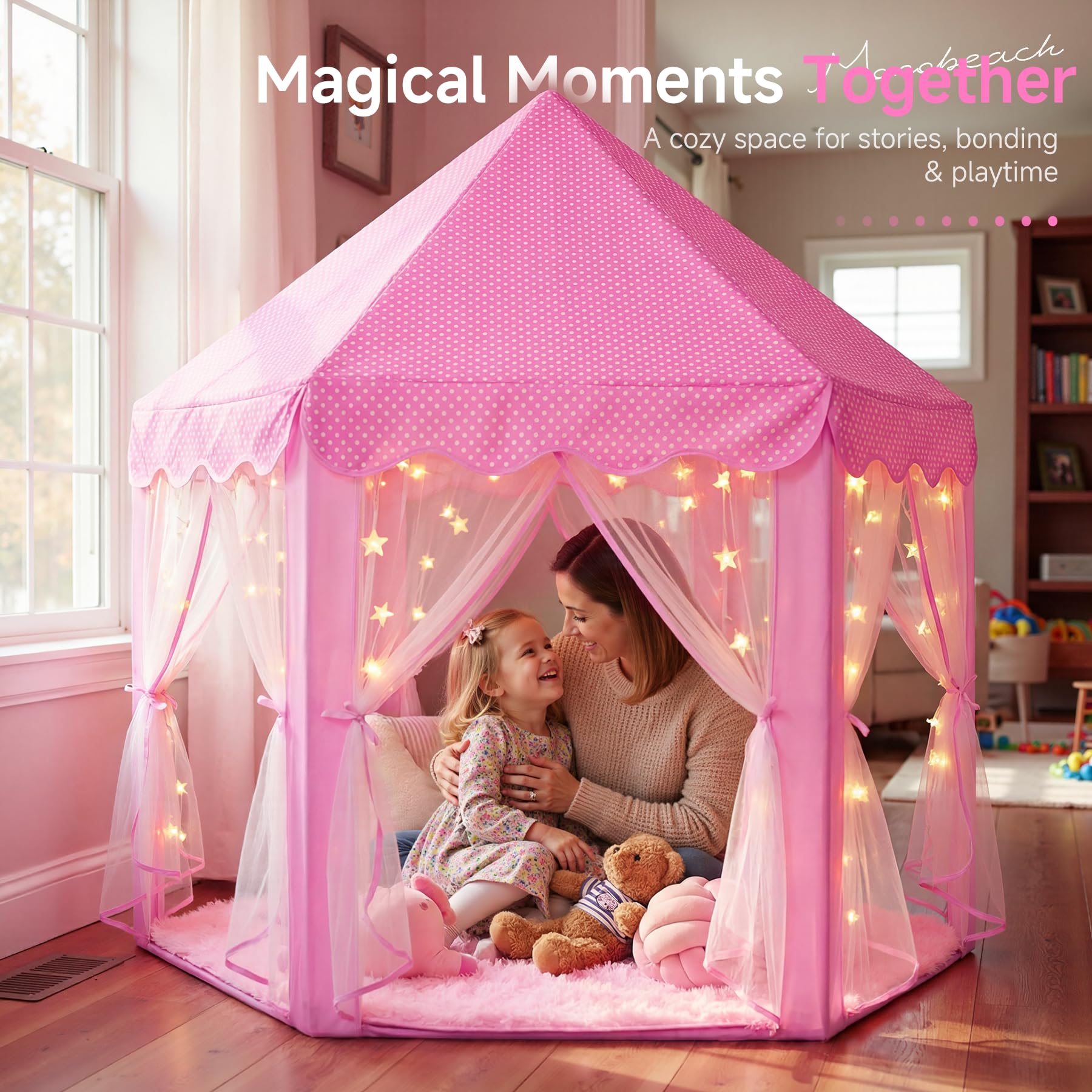 Princess Castle Play Tent with Star Lights