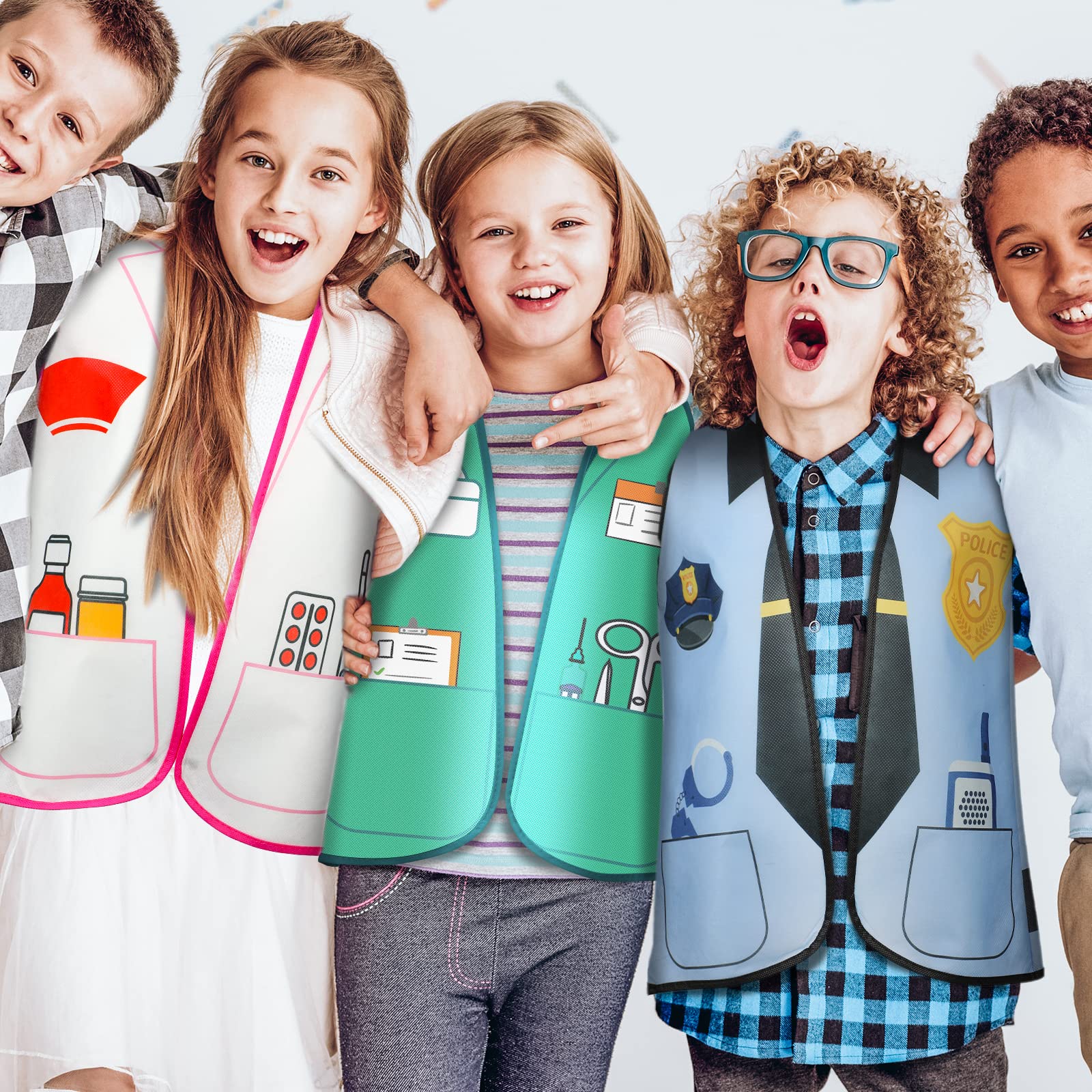 12 Pcs Kids Community Helpers Costumes Preschool Dress Vest Career