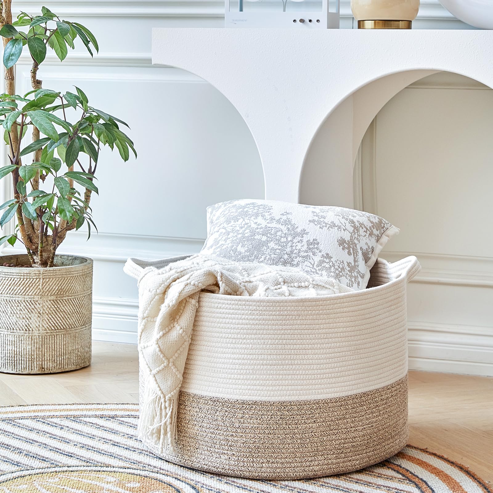 Extra Large Cotton Rope Basket 22" x 14" - Toy Basket for Kids -Blanket