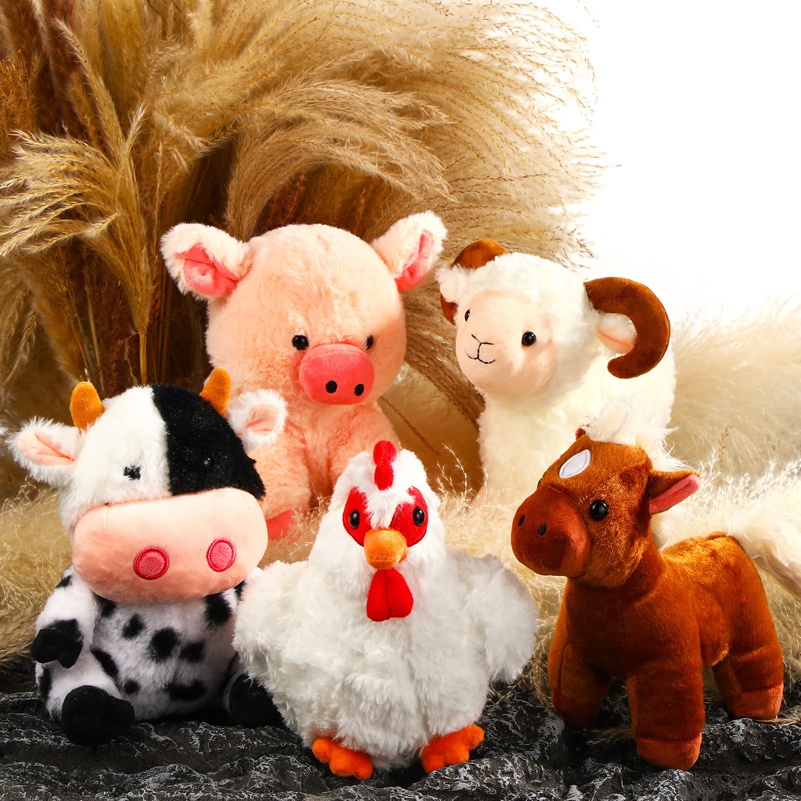 5 Pack Farm Plush Animals Set 10 Inches Plush Farm Stuffed Animals Barnyard Stuffed