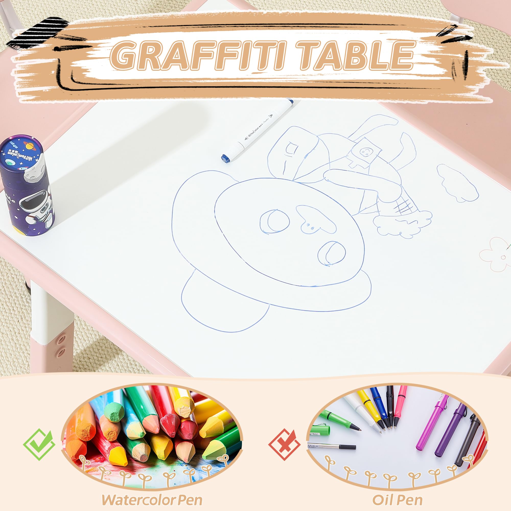 Kids Table and Chairs Set Height Adjustable Toddler Activity Table