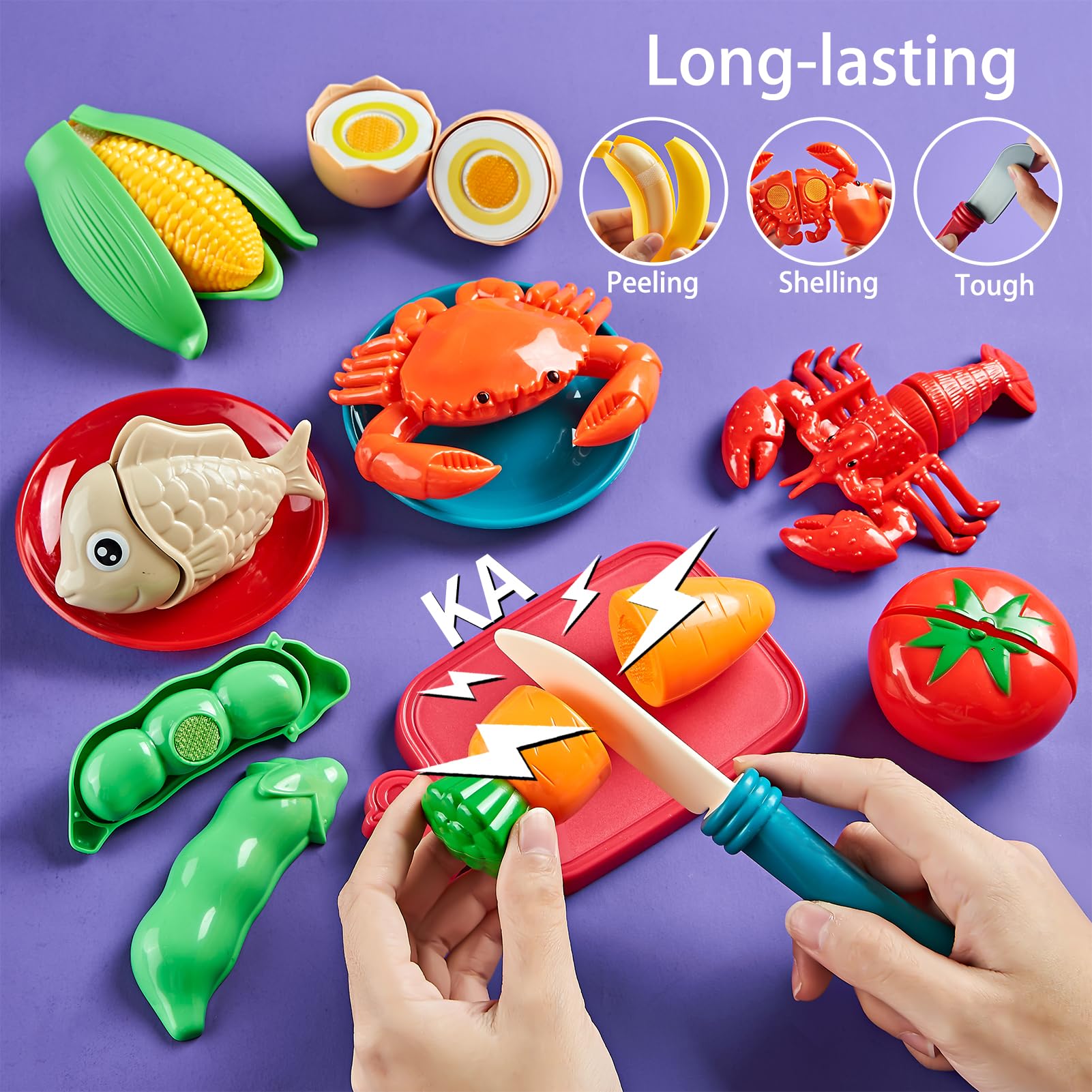 Pretend Play Food Set for Kids Kitchen - 78 Pieces