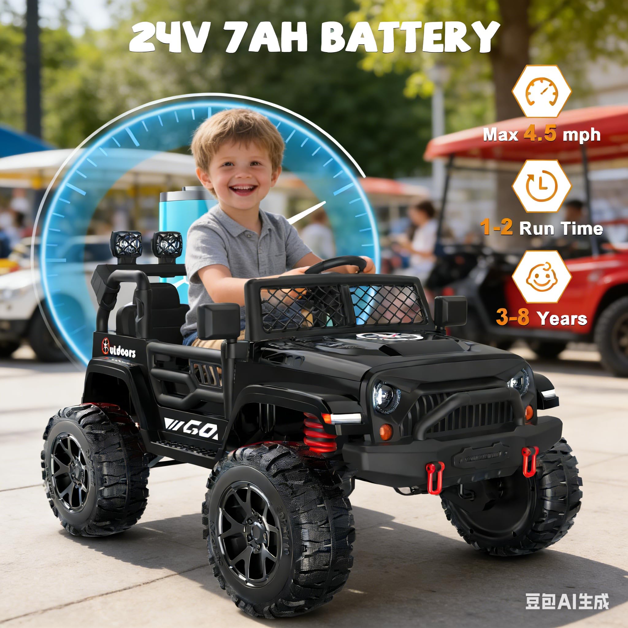 24V 2-Seater Kids Electric Ride-On Car with Remote Control