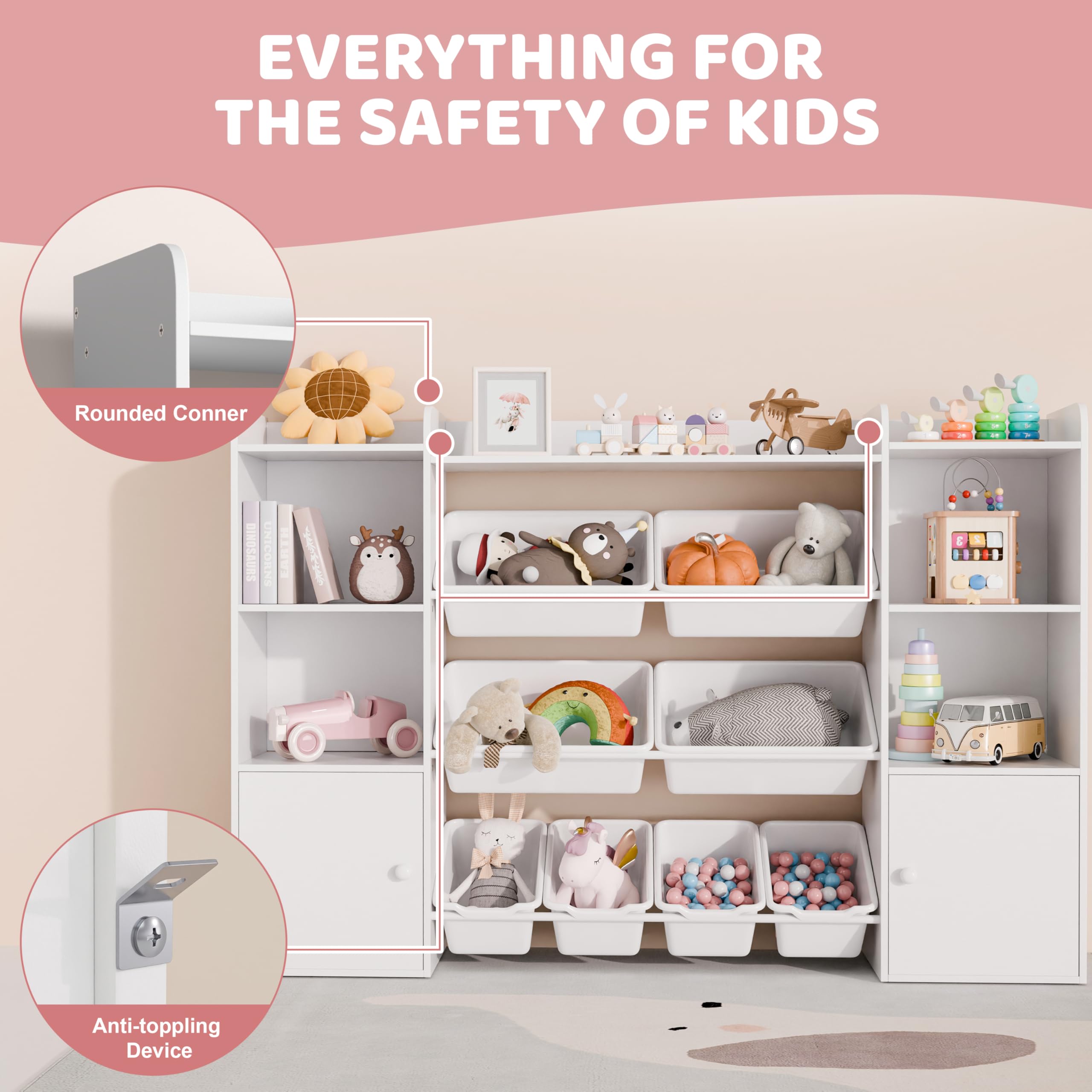 Kids Toy Storage Organizer with Bins and Bookshelf