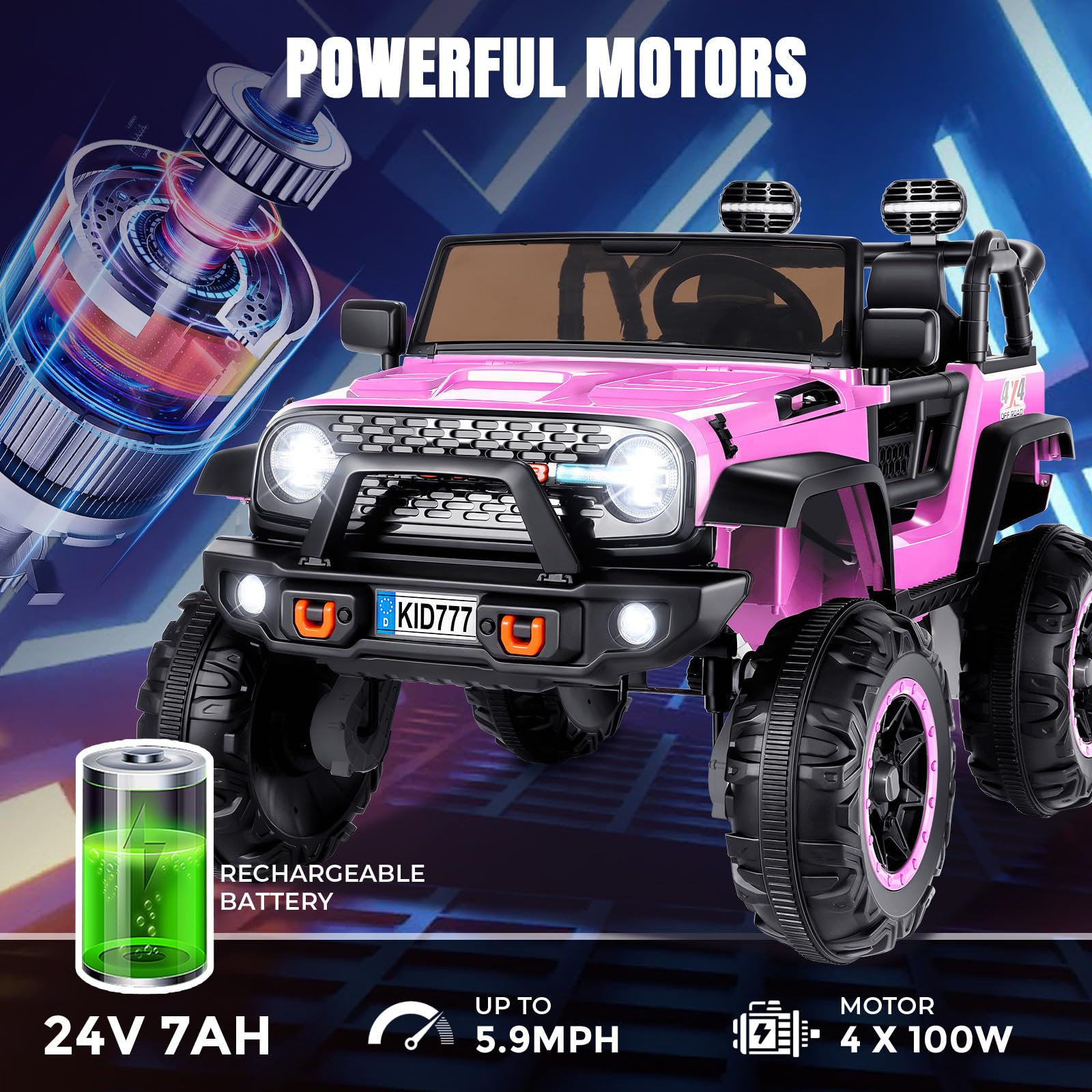 24V Kids Electric Ride-On Truck 2-Seater with Remote Control