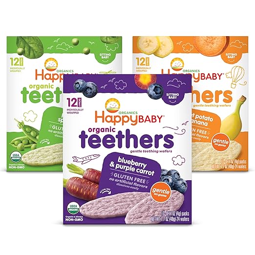Organics Baby Snacks, Gentle Teething Crackers, Gluten Free & Vegan, Strawberry & Beet, 12 Count (Pack of 6)