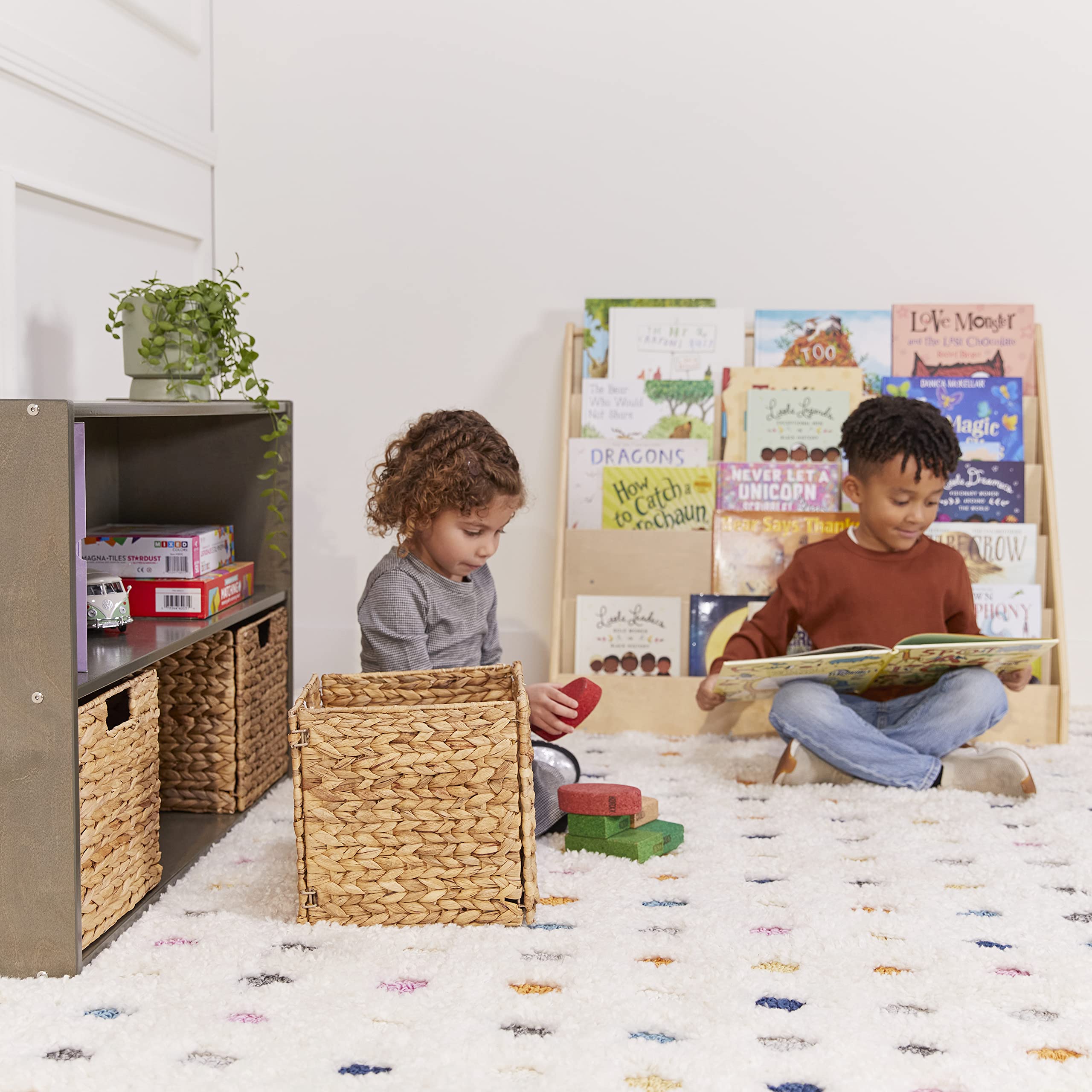 Single-Sided Book Display Classroom Bookshelf Natural Wood