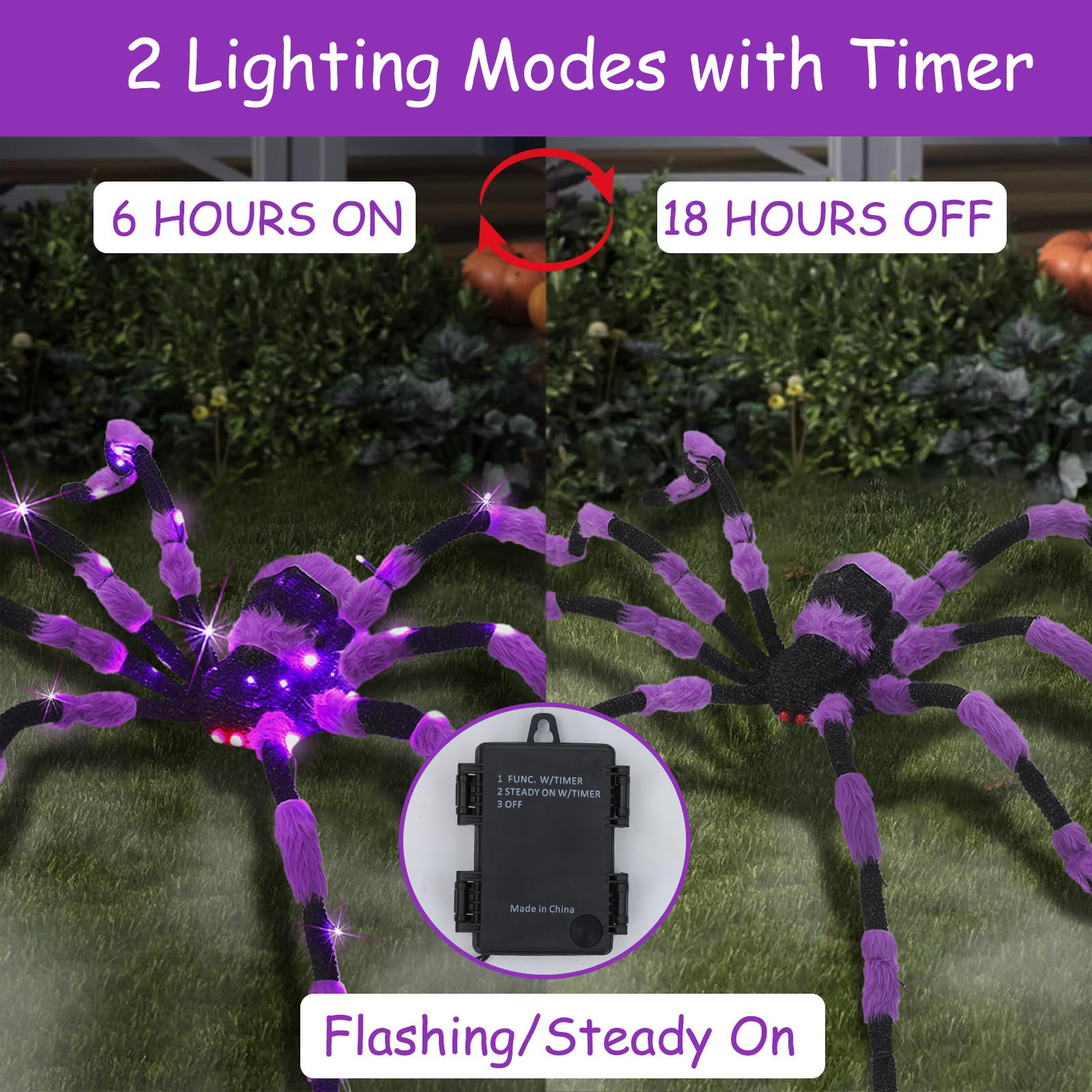 60" Giant Lighted Halloween Spider with LED Eyes