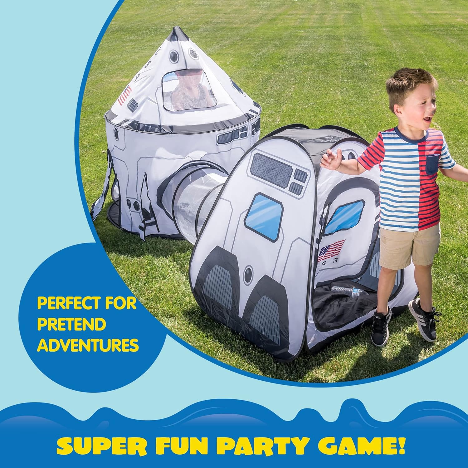 Rocket Ship Play Tent with Tunnel and Playhouse