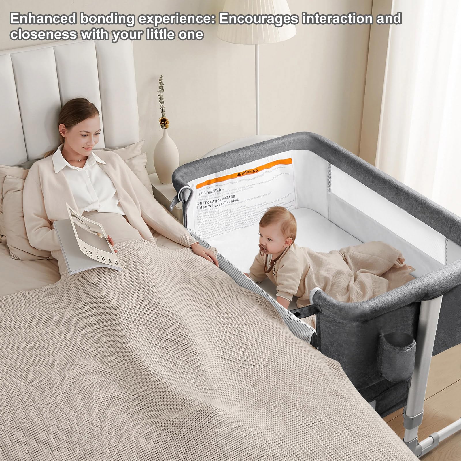 Baby Bassinet Bedside Sleeper with Diaper Changing Station