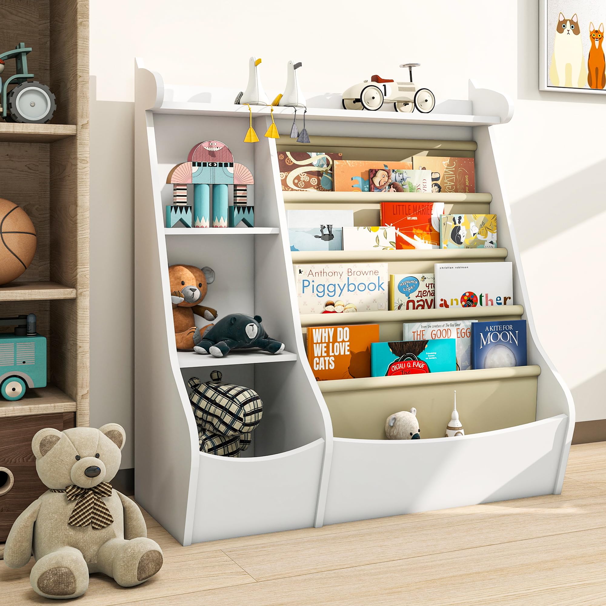 4-Tier Wooden Kids Bookshelf