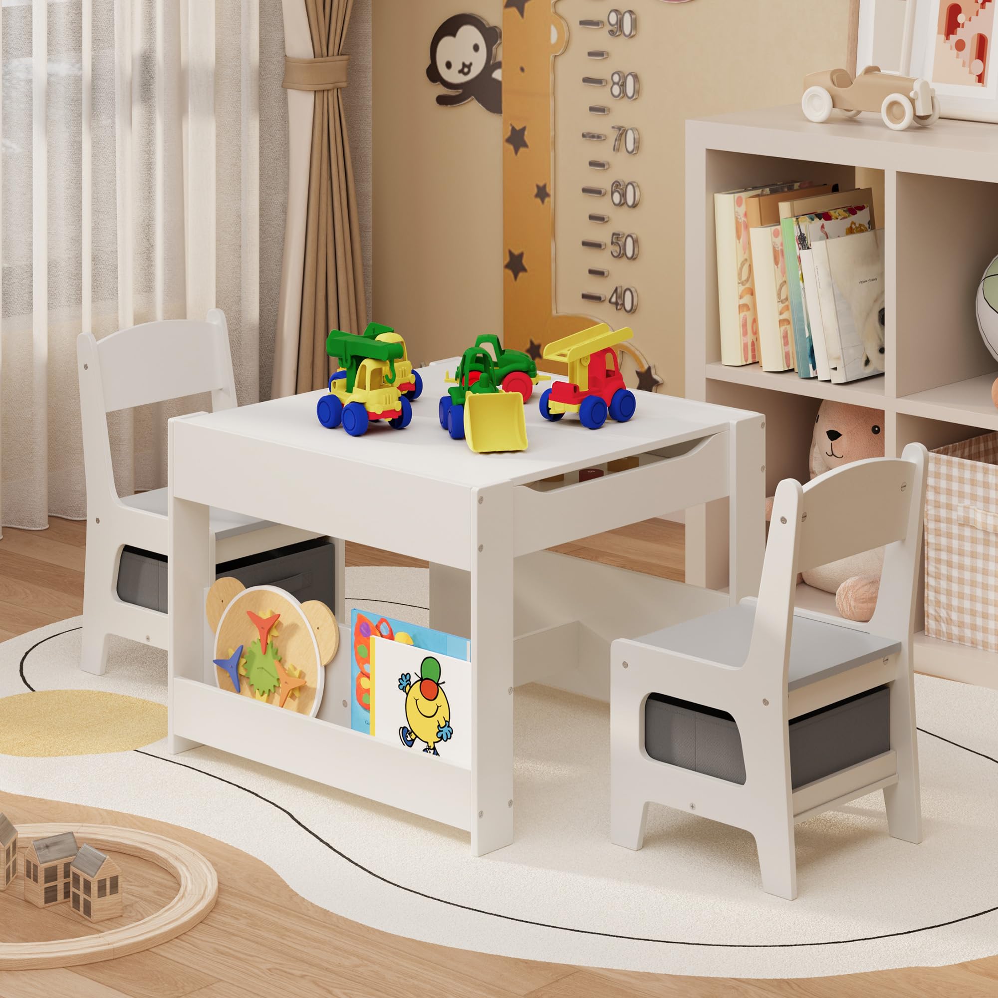 4-in-1 Kids Table and Chair Set with Storage