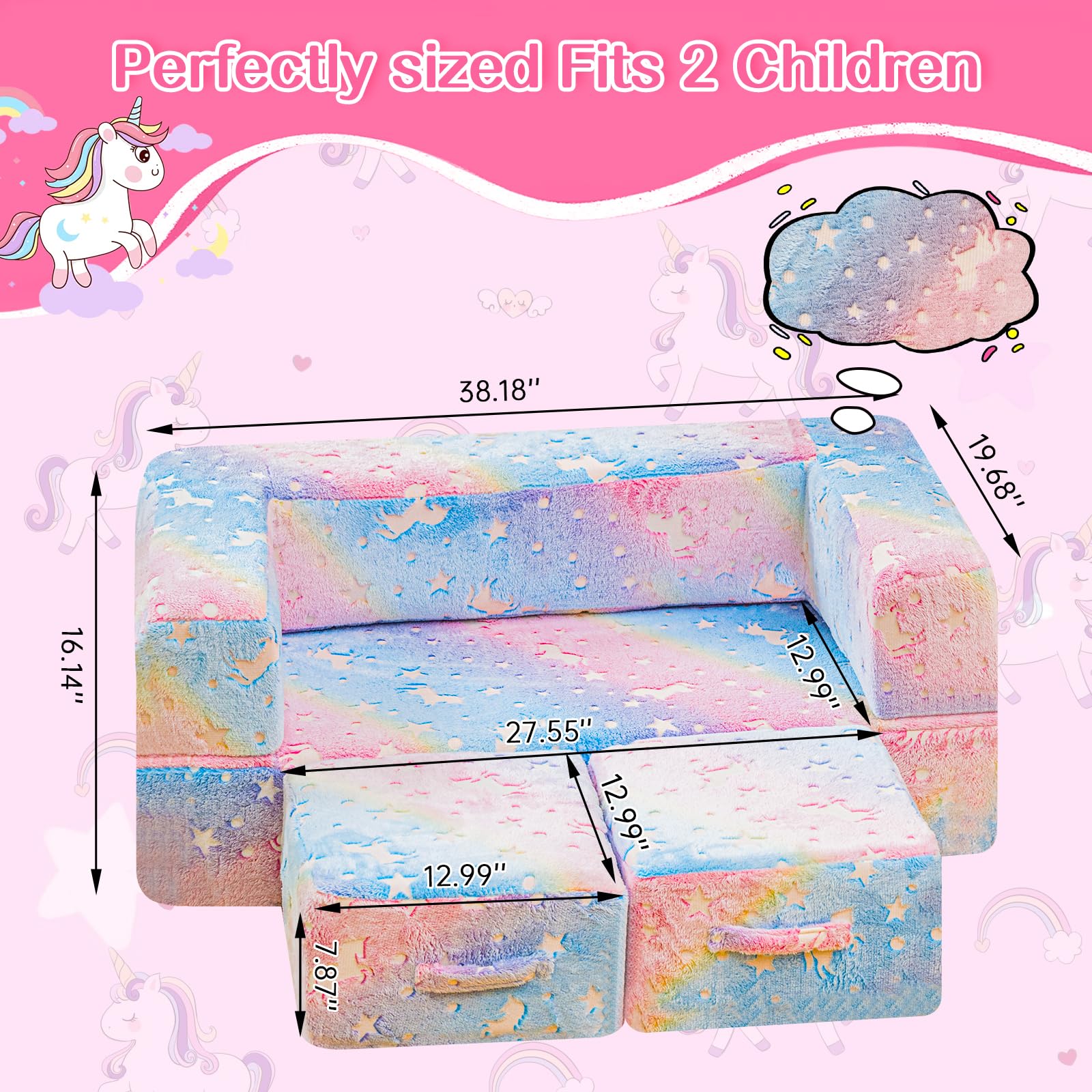 Glow in the Dark Toddler Foam Play Couch
