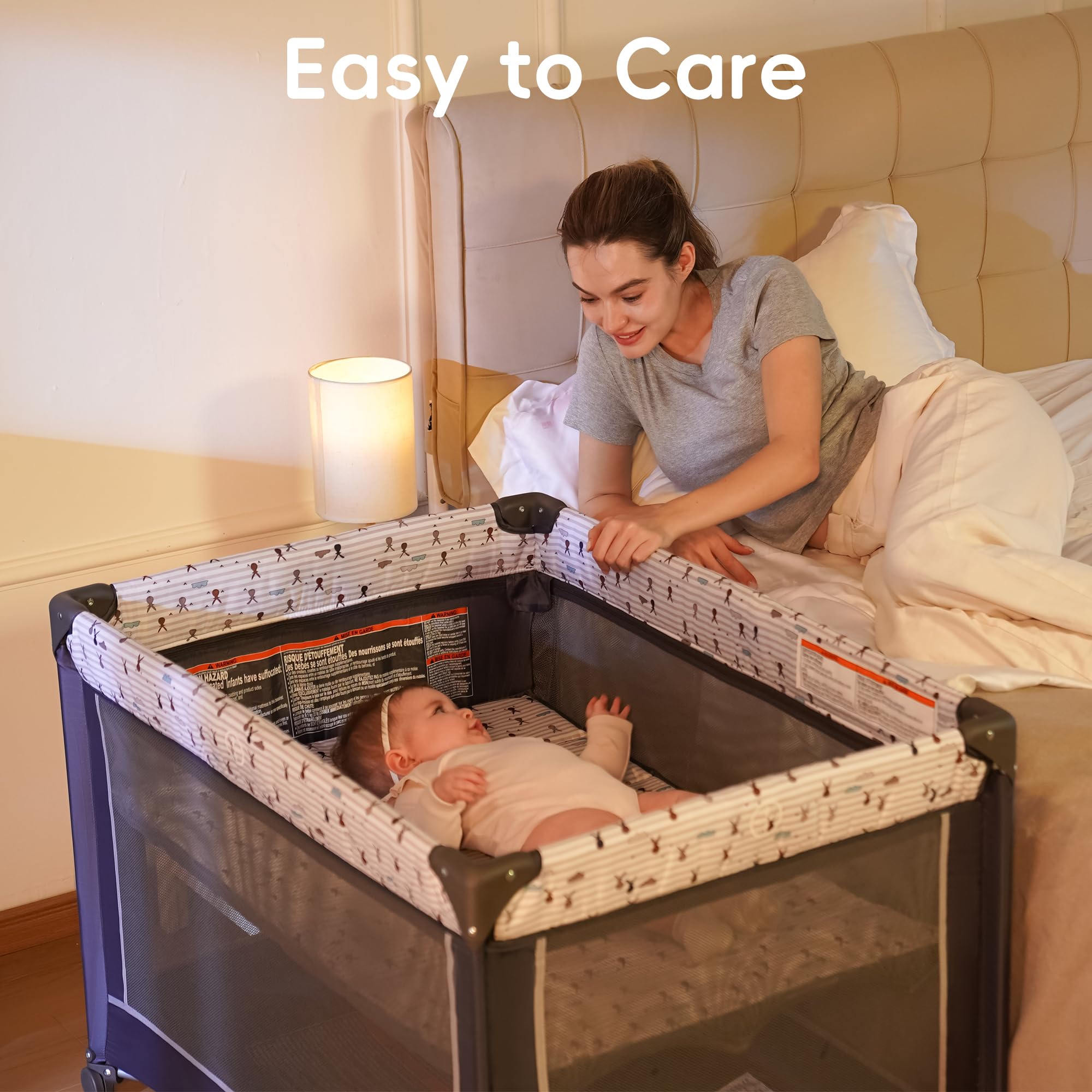 Portable Playard with Bassinet and Padded Mat