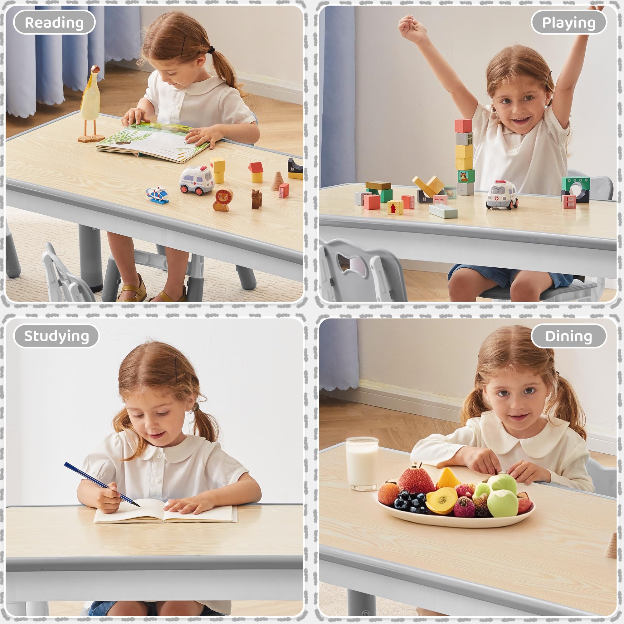 Adjustable Toddler Chairs Set - 3 Height Levels for Ages 2-8