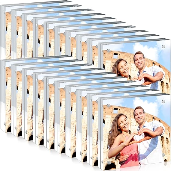 20 Pcs Acrylic Picture Frame Bulk Clear Acrylic Photo Frame Magnetic Desktop Display