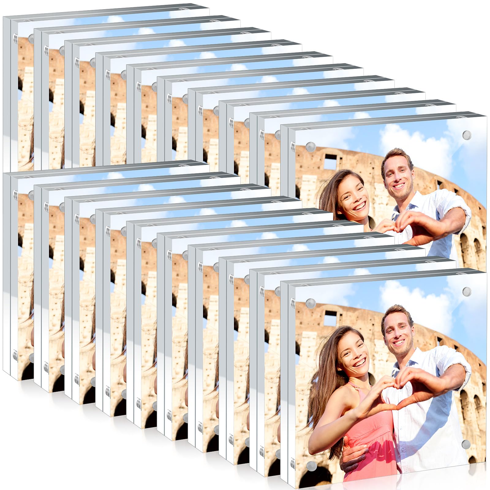 20 Pcs Acrylic Picture Frame Bulk Clear Acrylic Photo Frame Magnetic Desktop Display