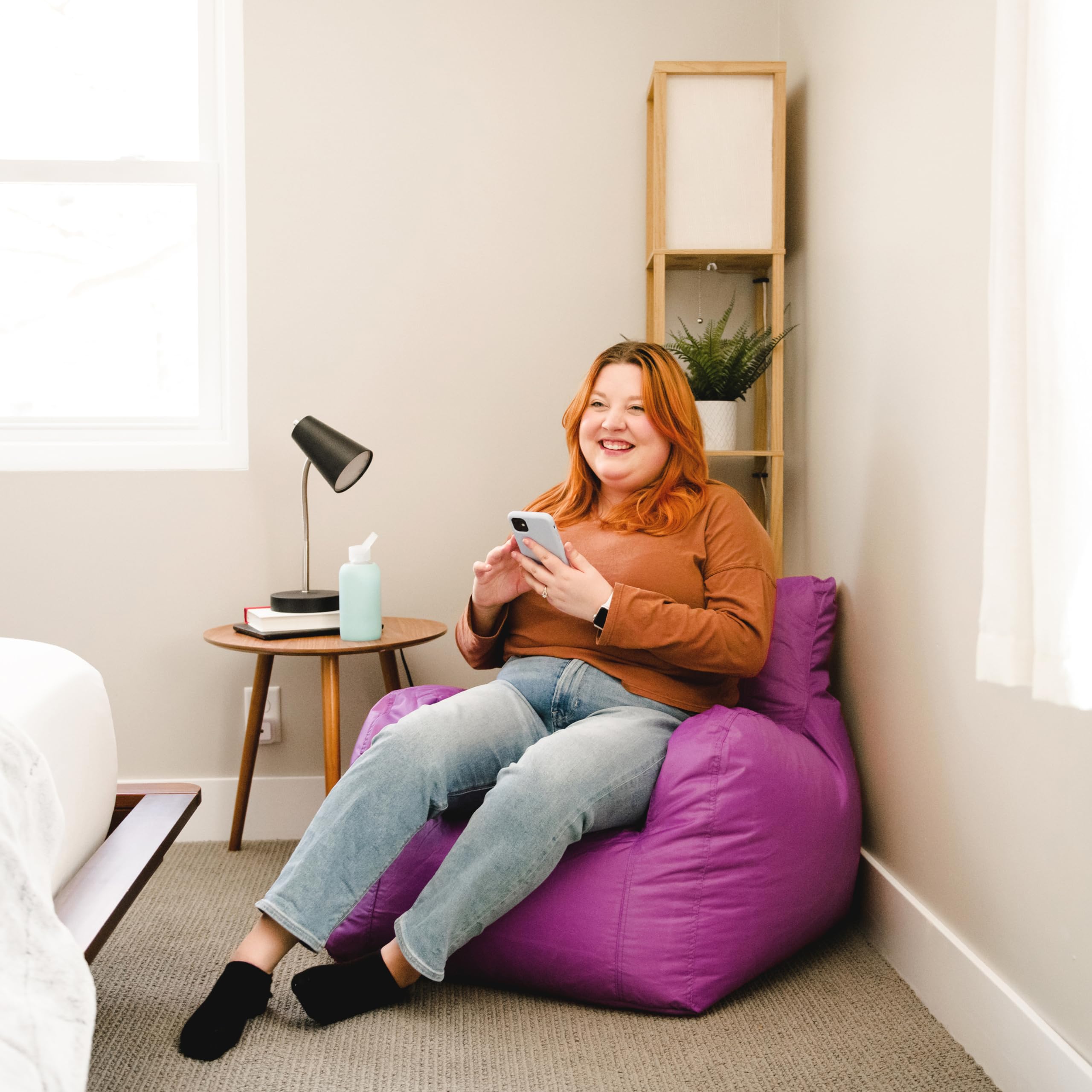 Dorm Bean Bag Chair with Drink Holder and Pocket