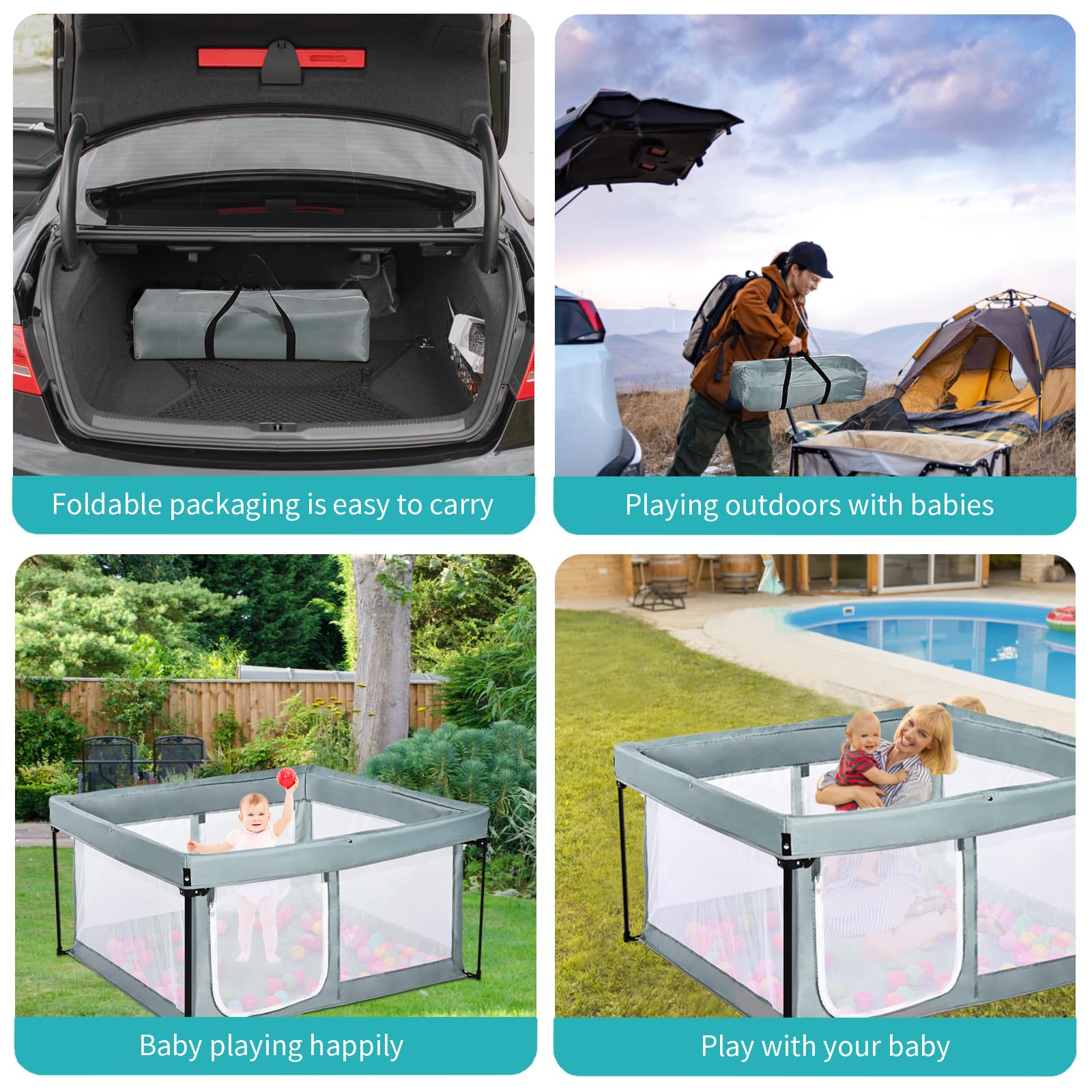 Portable Baby Playpen with Padded Floor