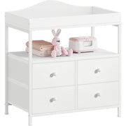 Changing Table Dresser with 4 Fabric Drawers and Open Shelf