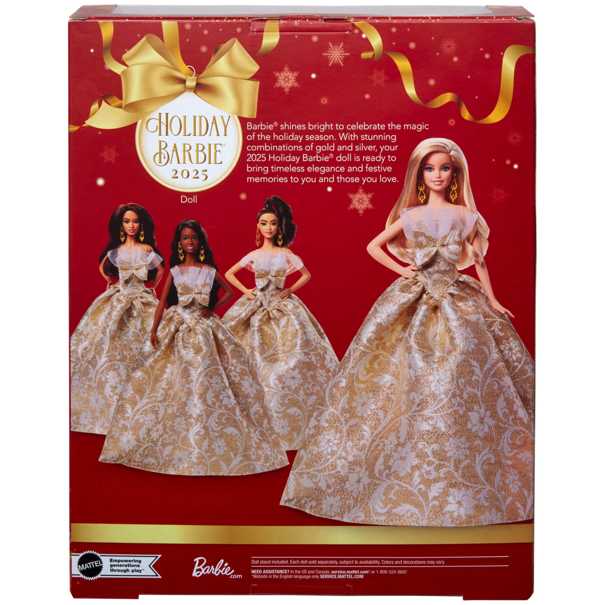 Signature 2025 Holiday Blonde Fashion Doll Wearing Silver & Gold Gown
