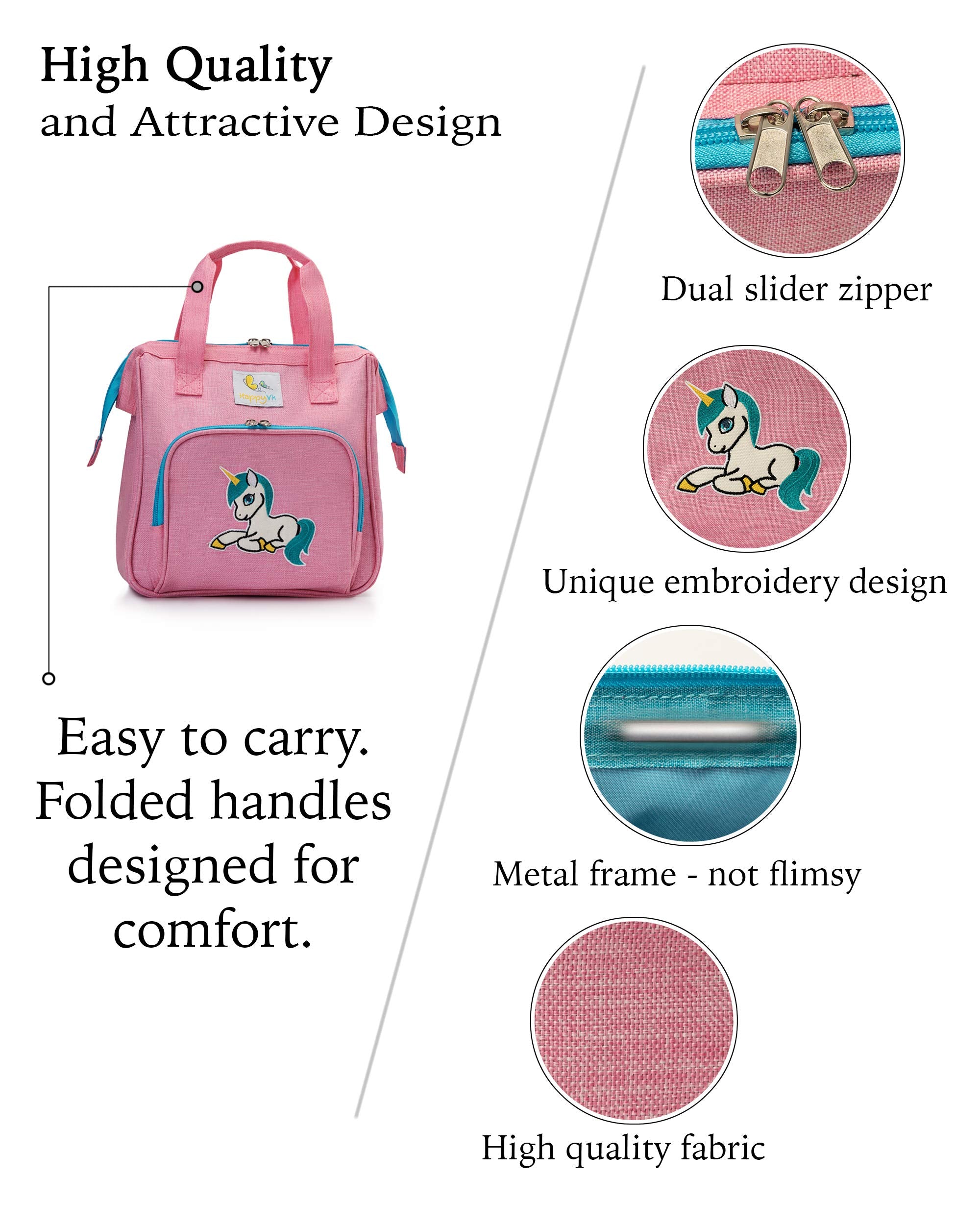 Baby Doll Diaper Bag Unicorn Embroidery 14-Piece Pretend Play