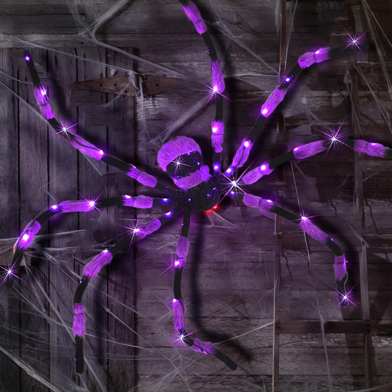 Decorations, 60” Big Black Lighted Halloween Spider with Red Eyes