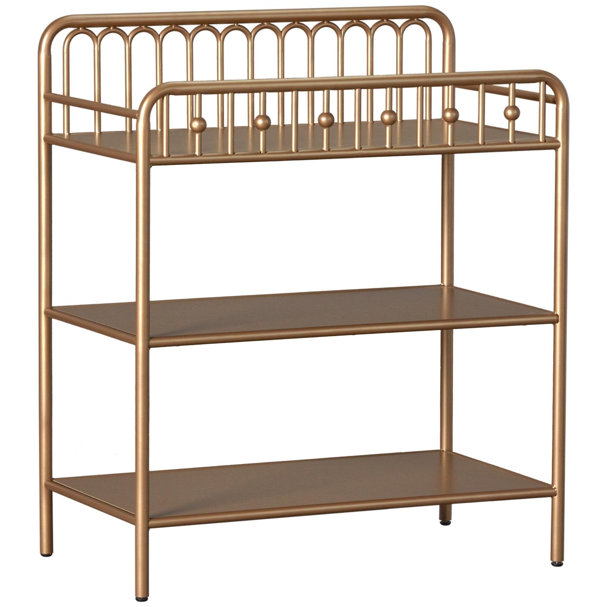 Gold Metal Baby Changing Table with Shelves