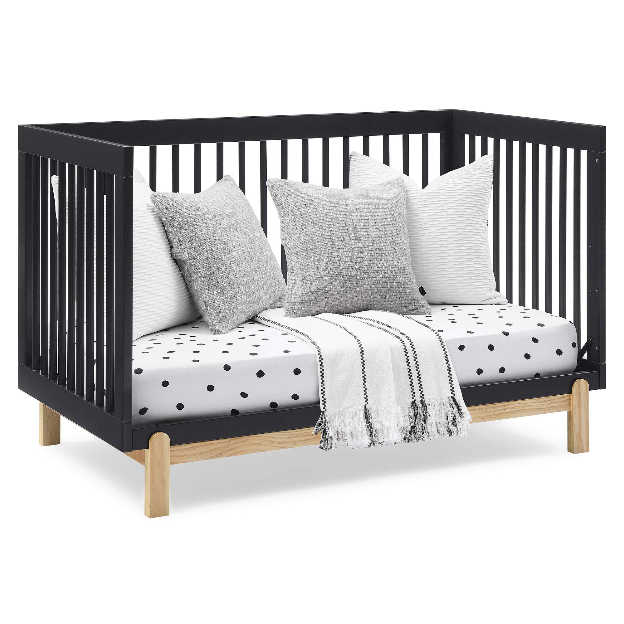 Poppy 4-in-1 Convertible Crib, Midnight Grey/Natural