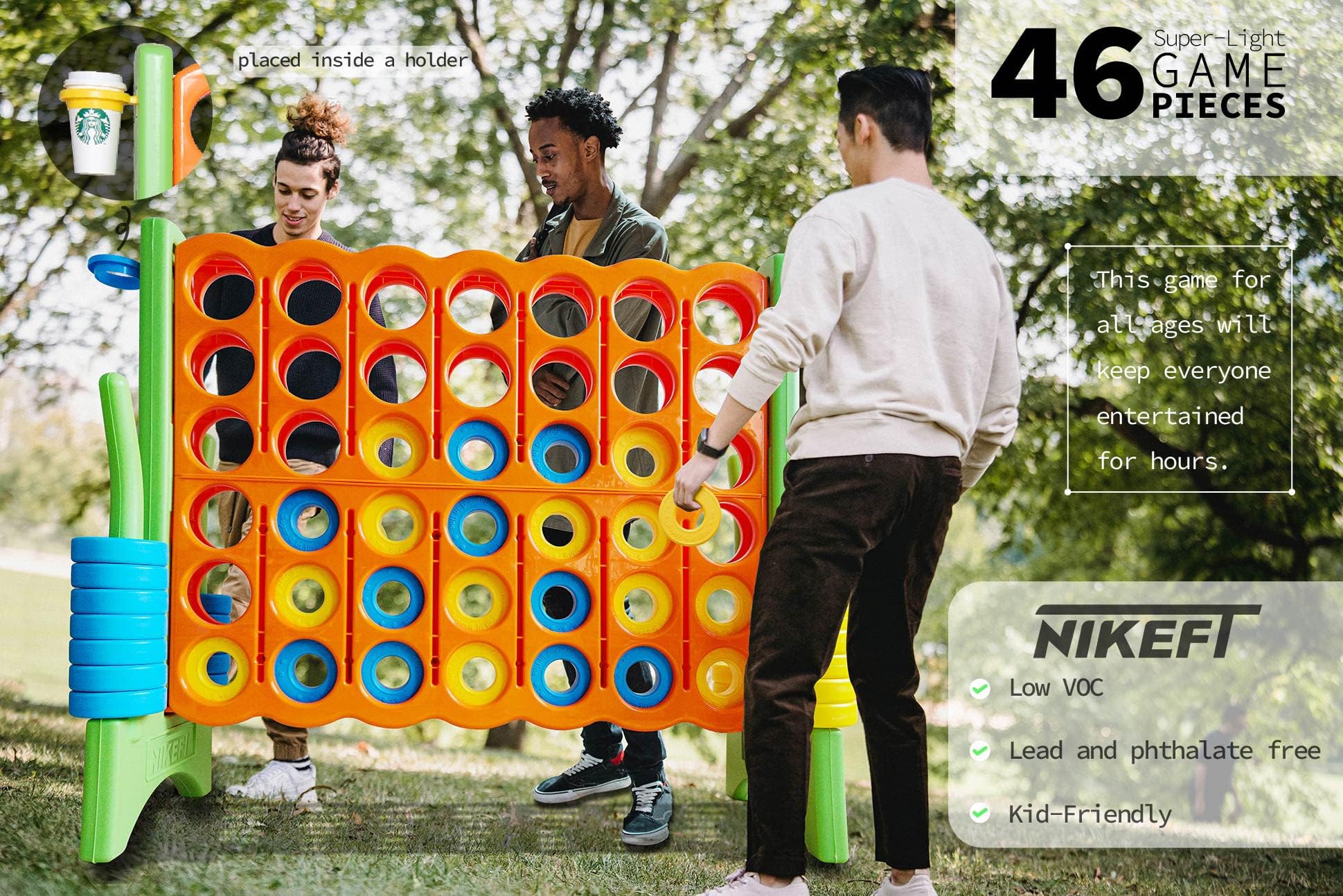 4 in a Row Connect Game+Waterproof Carry Bag,Included-4 ft X 3.5 ft Tall
