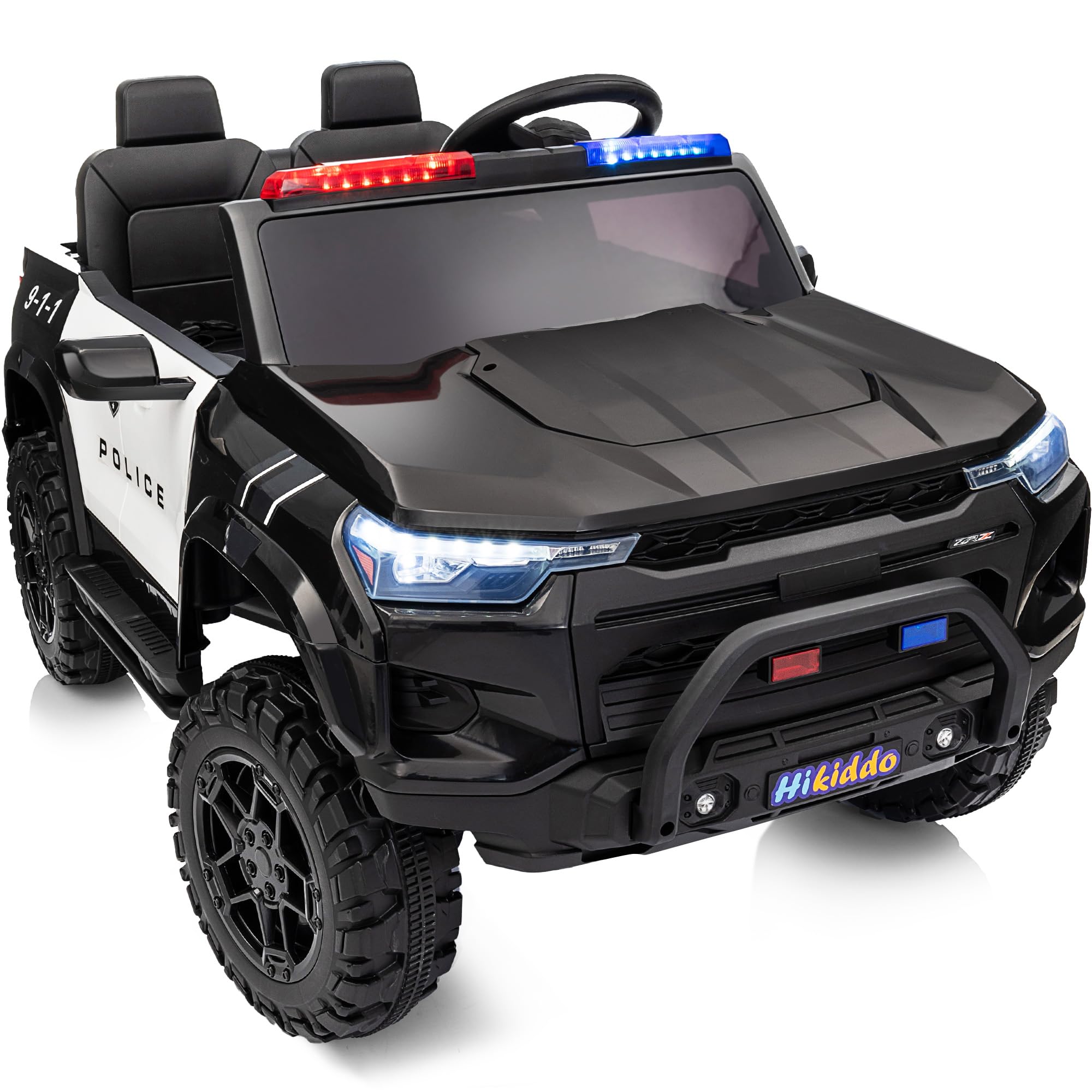 24V 10Ah Electric Police Car Ride on Toy for Big Kids, 4WD 2 Seater Kids Ride on Car