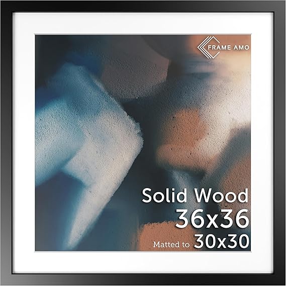 A0 33.1x46.8 Black Solid Wood Poster Frame, with 22.9x32.6 White Mat