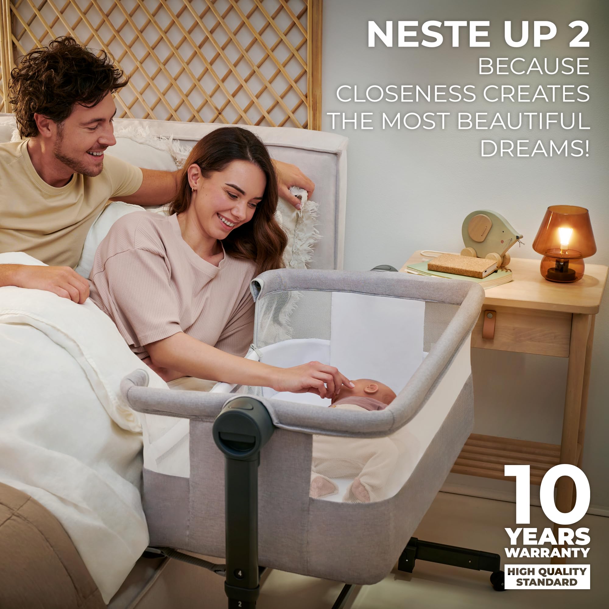2-in-1 Bedside Crib Co-Sleeper with Adjustable Height