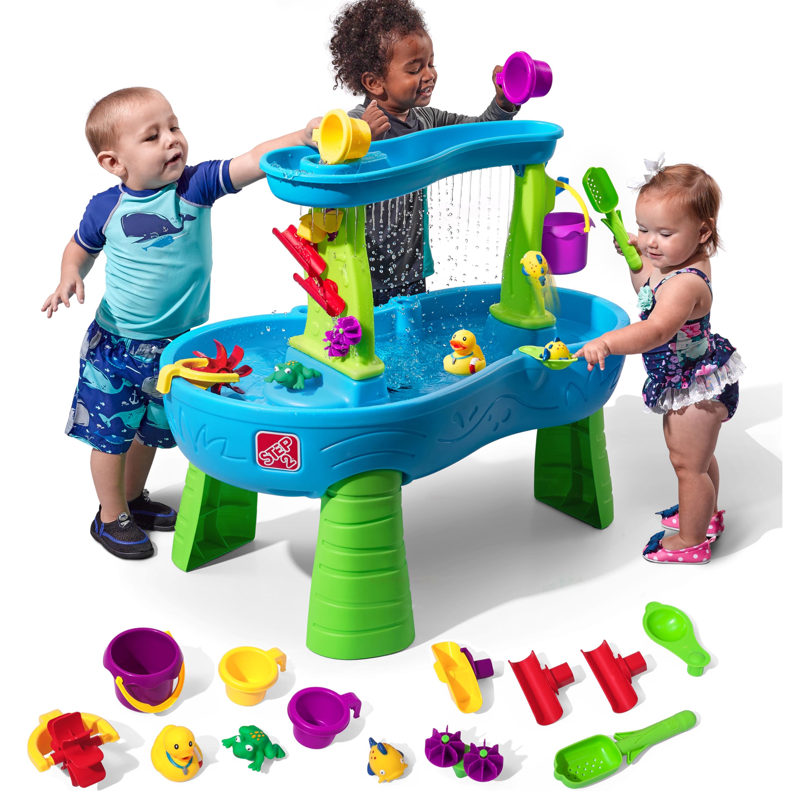 Rain Showers Splash Pond Water Table, Kids Water and Sand Activity Sensory Playset