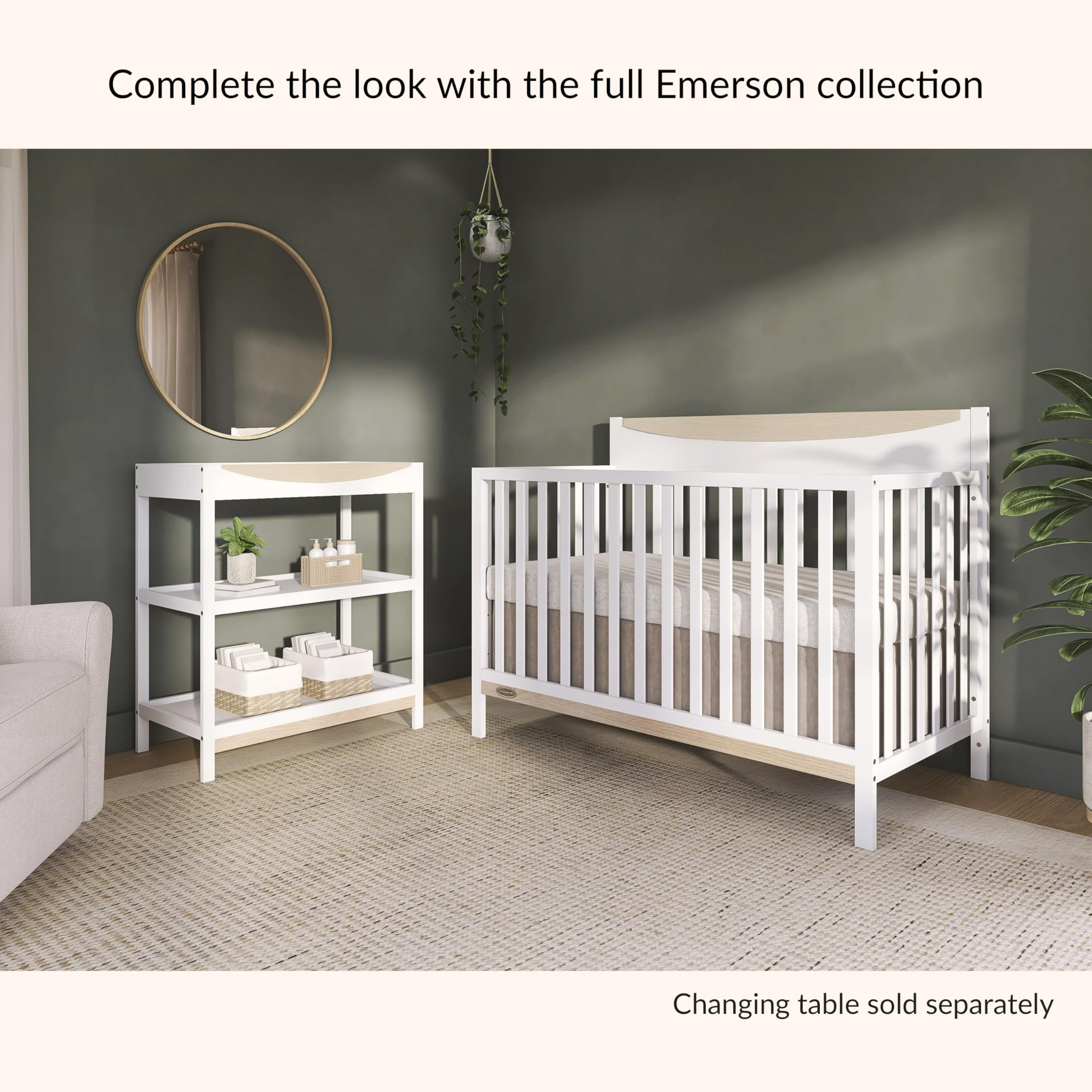 Emerson 5-in-1 Convertible Crib White Vintage Oak