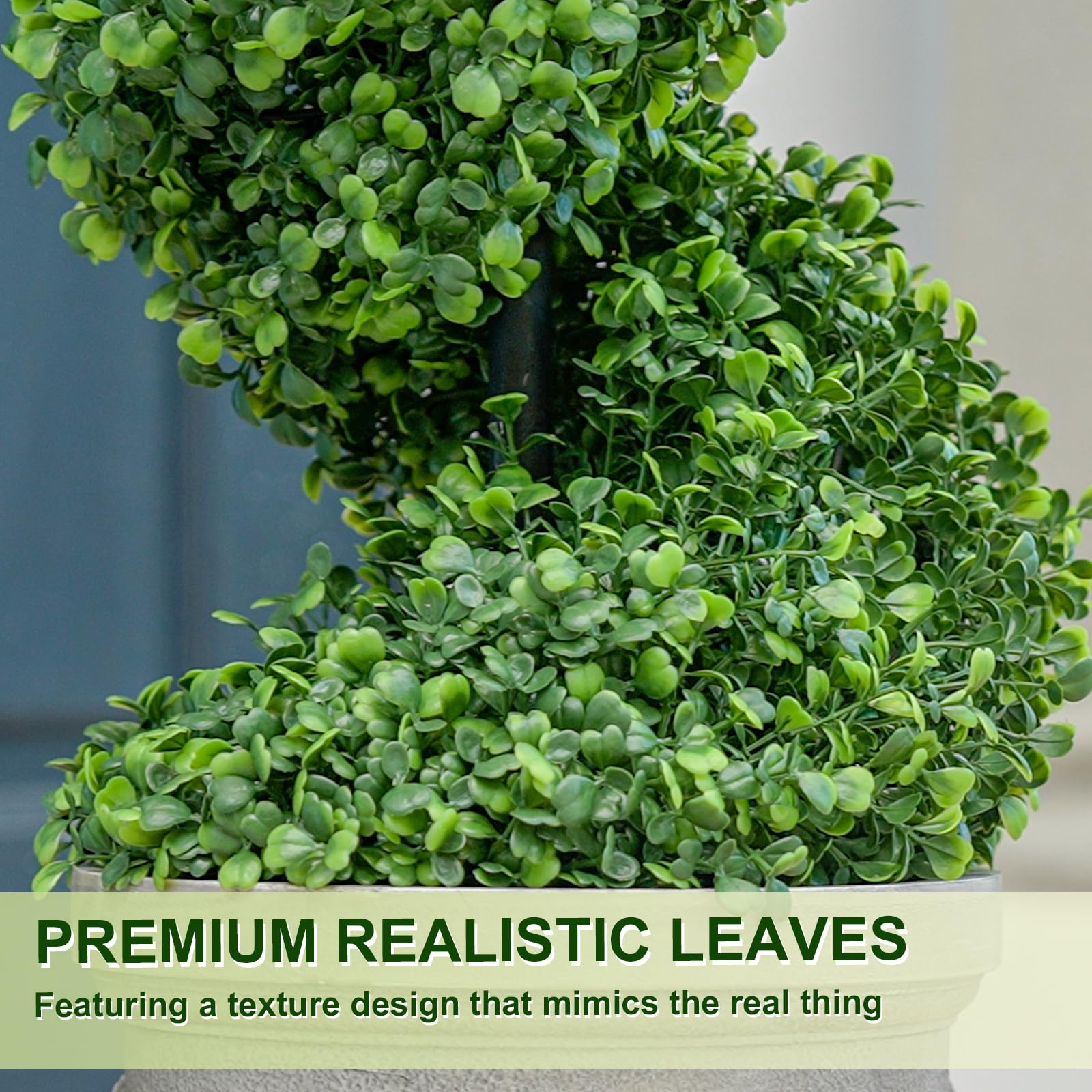 4FT Artificial Spiral Boxwood Topiary Trees with Planter