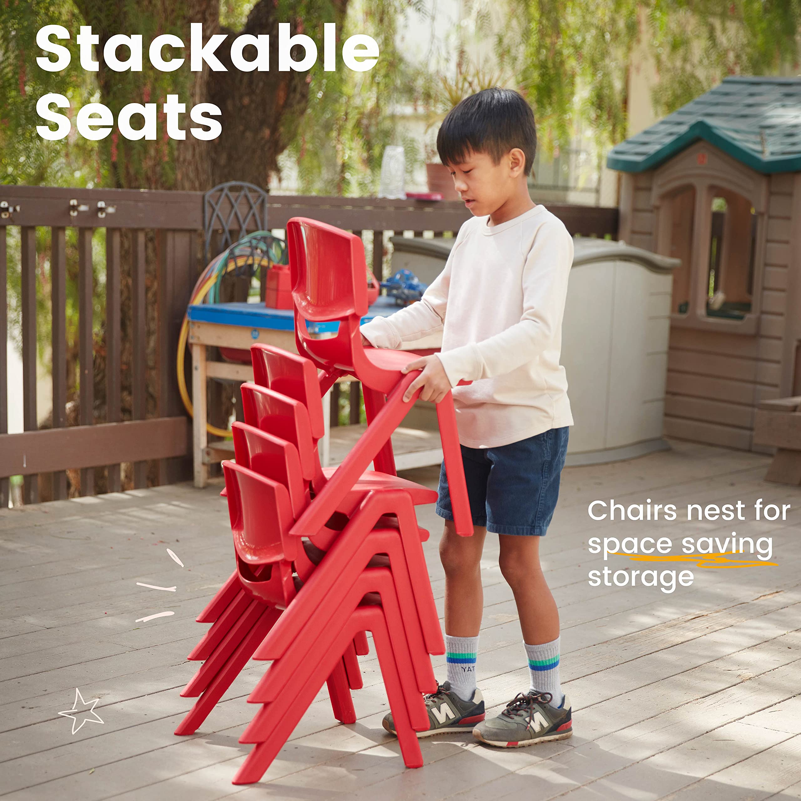 12-Inch Stackable School Chairs Red 10-Pack