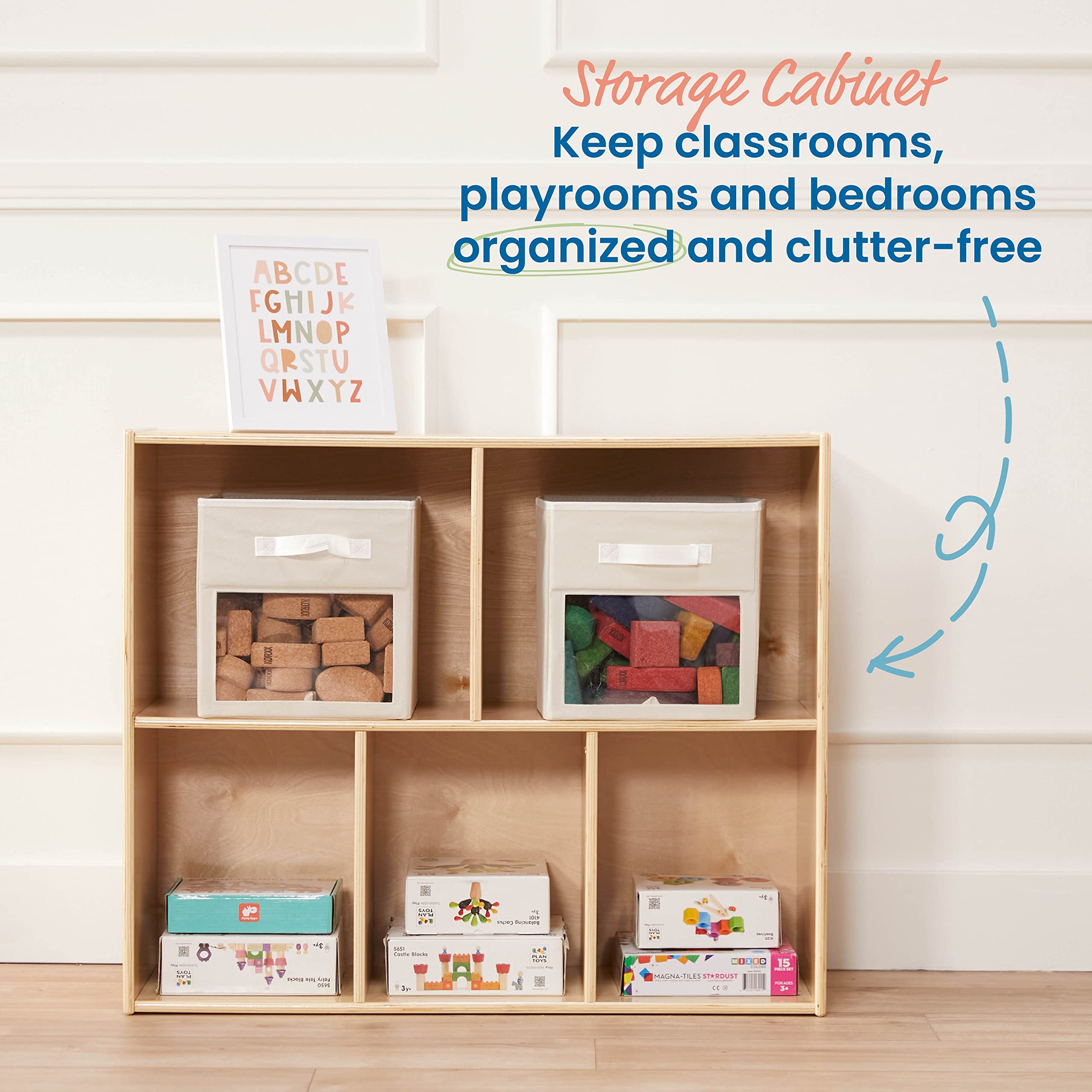 5-Compartment Storage Cabinet for Classroom and Playroom
