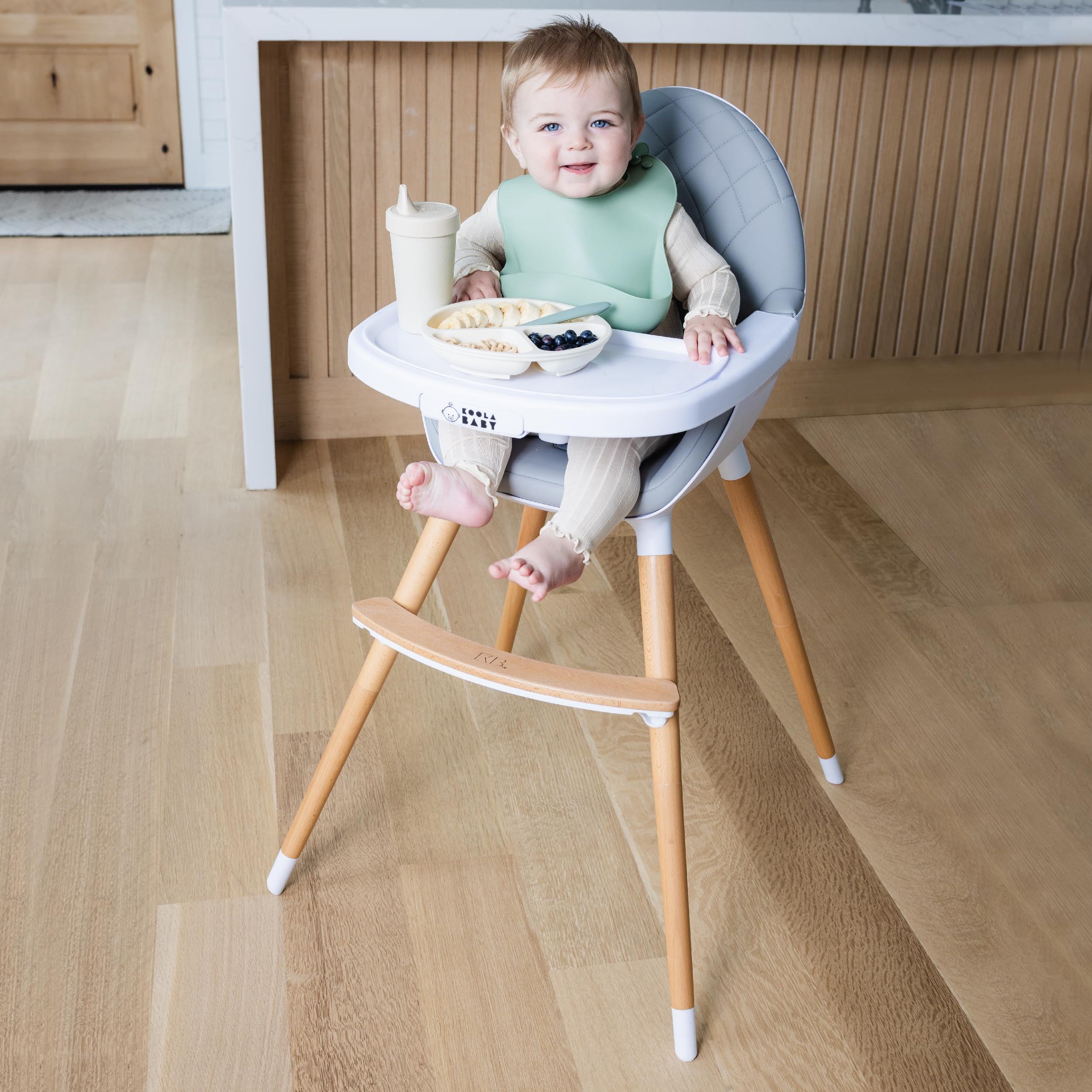 Convertible Wooden High Chair with Adjustable Height