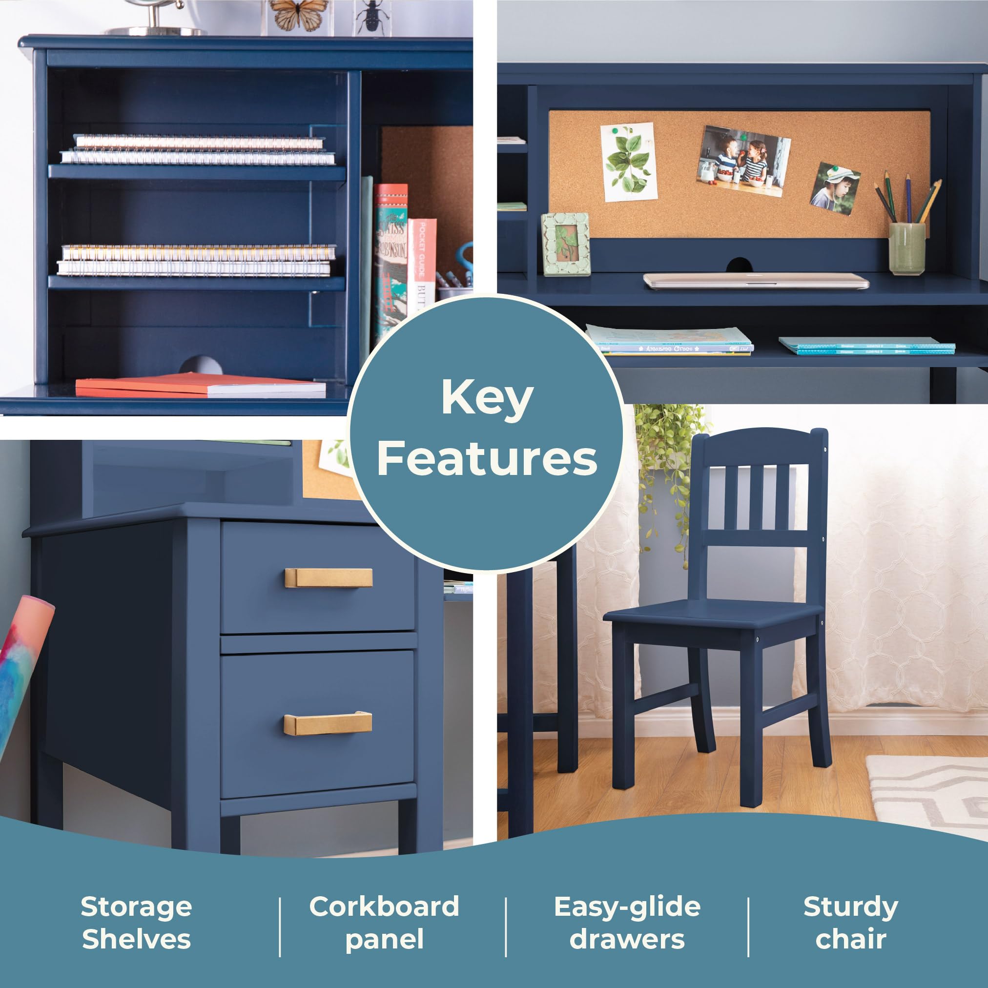 Kids Desk and Chair Set with Hutch