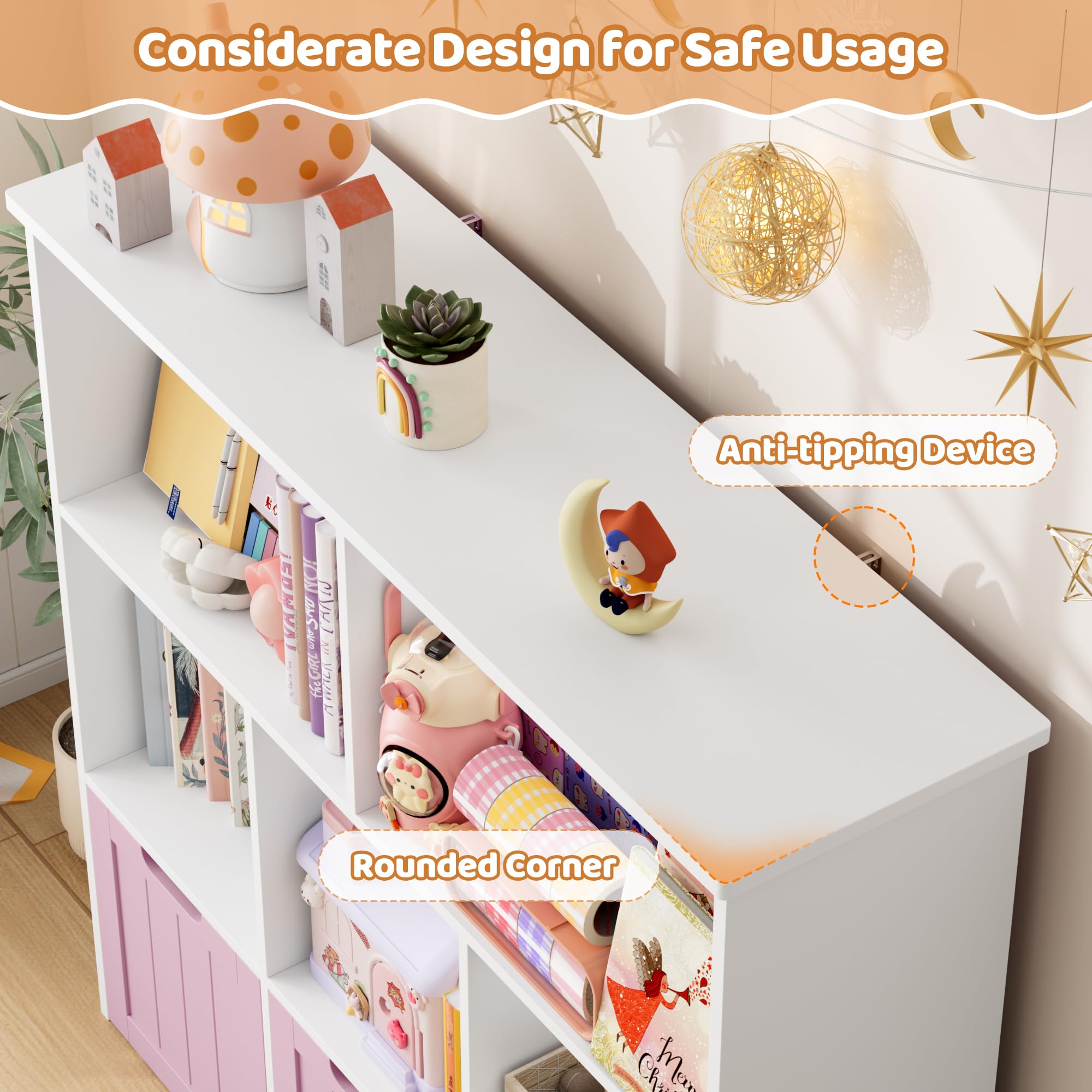 Toy Storage Cabinet with Drawers and Cubbies