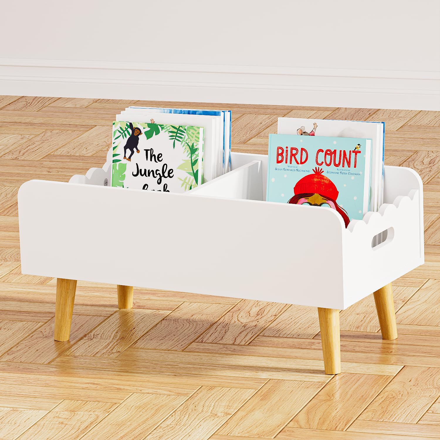 Montessori Kids Bookshelf with Toy Storage and Dividers