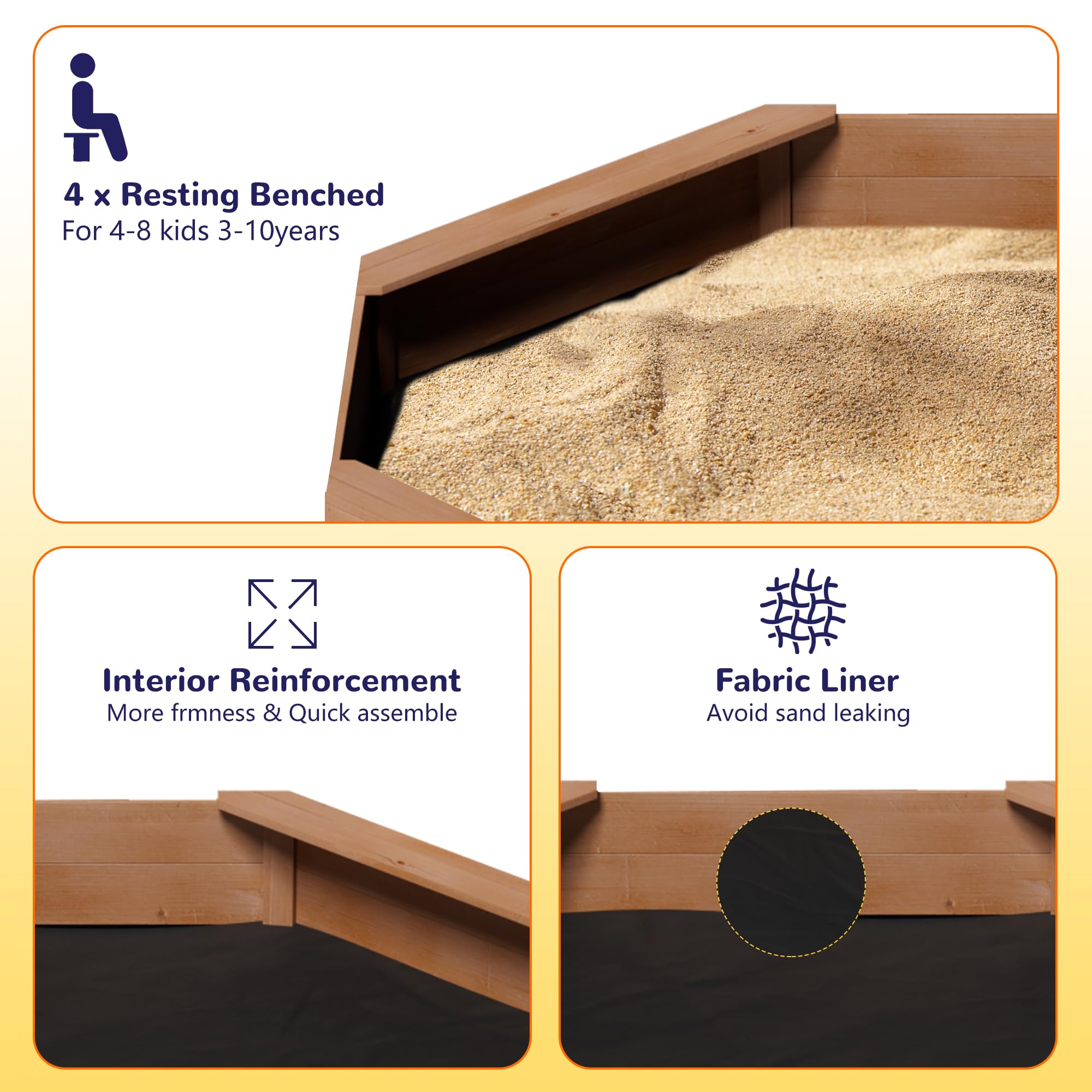 Octagonal Wooden Sandbox with Cover