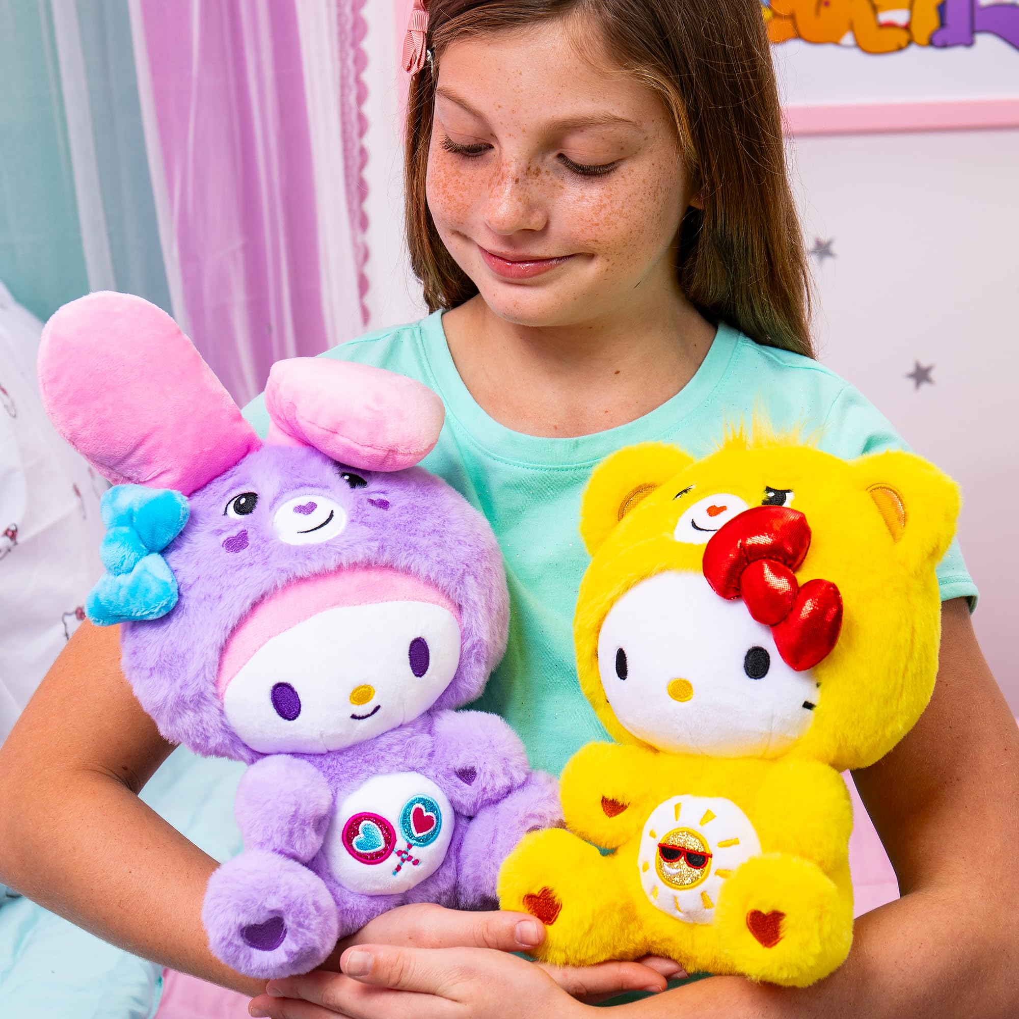 Hello Kitty Plush 2 Pack - Hello Kitty as Funshine Bear & My Melody as Share Bear