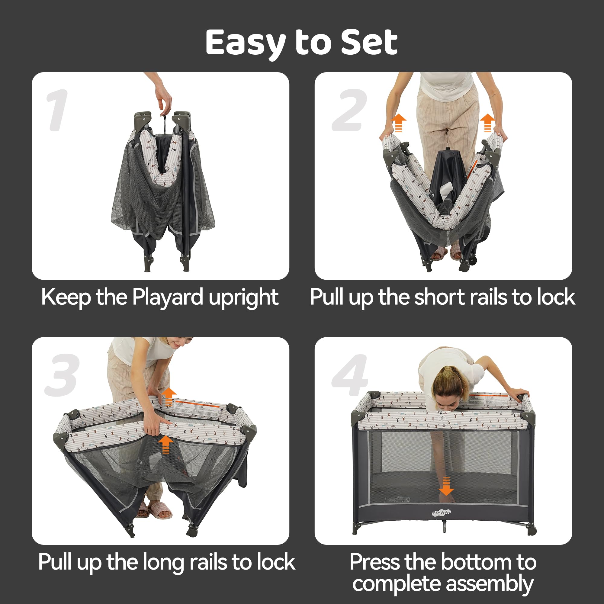 Portable Playard with Bassinet and Padded Mat