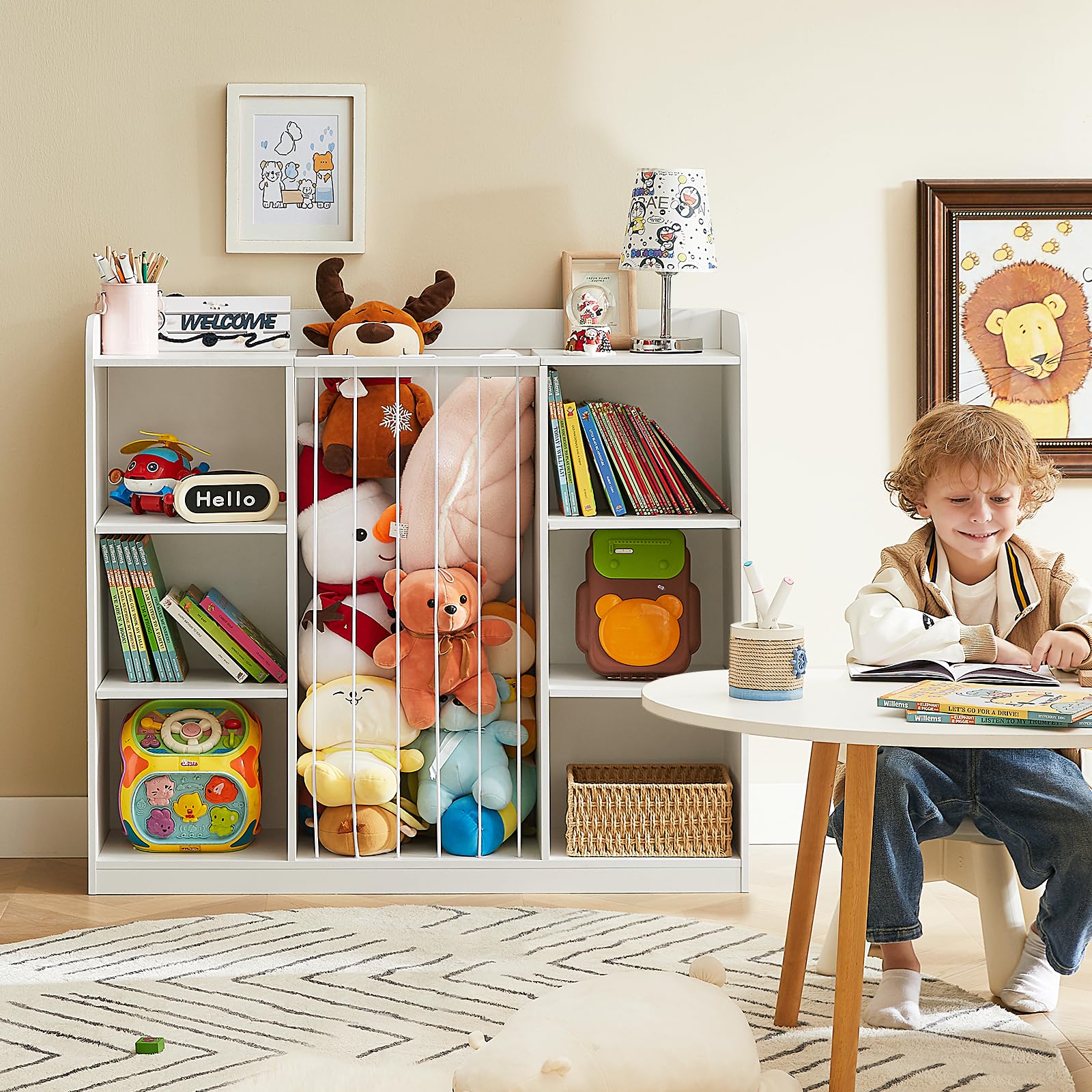 Kids Toy Storage Organizer with Stuffed Animal Holder